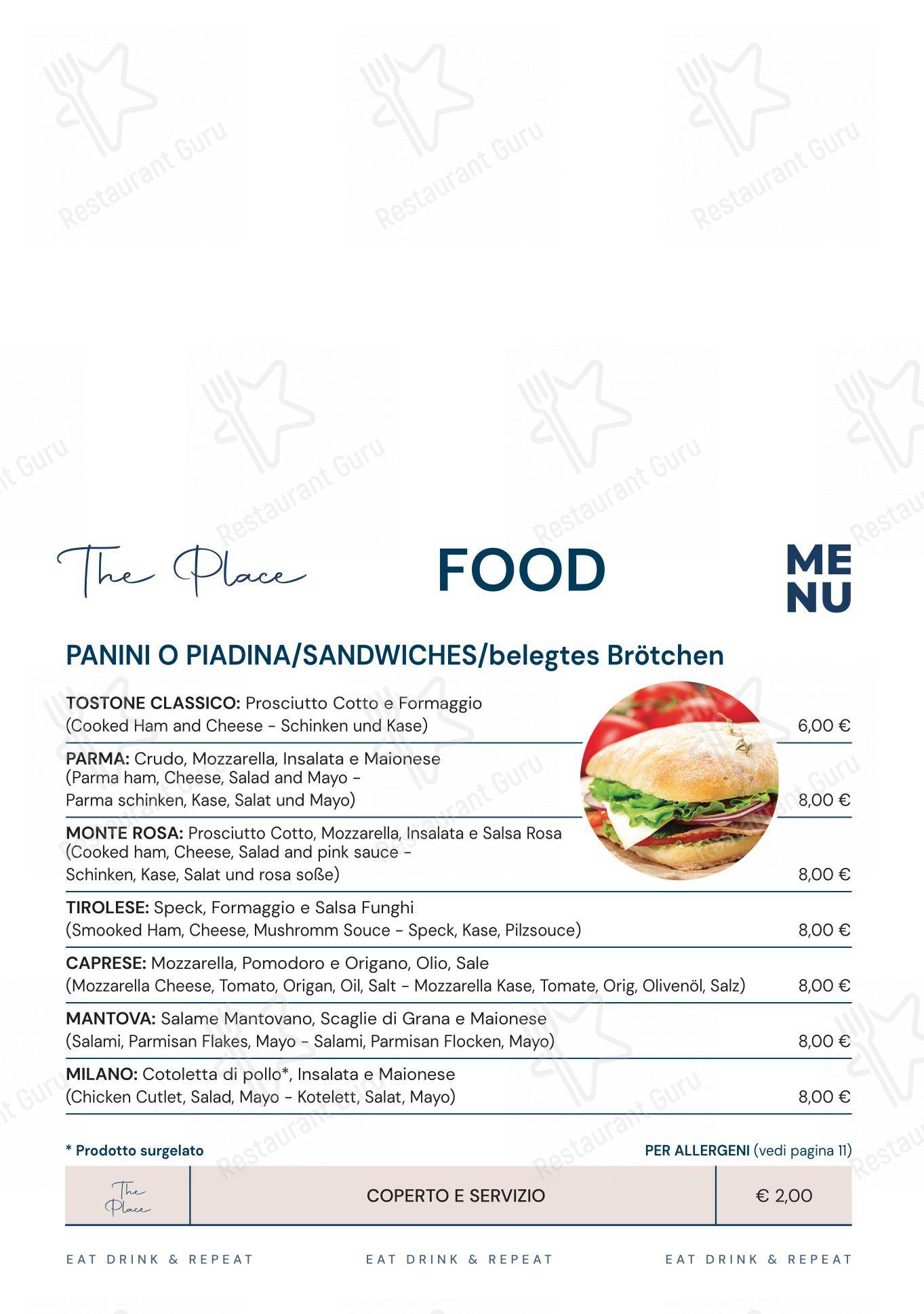 THE PLACE in Mantova - 菜单