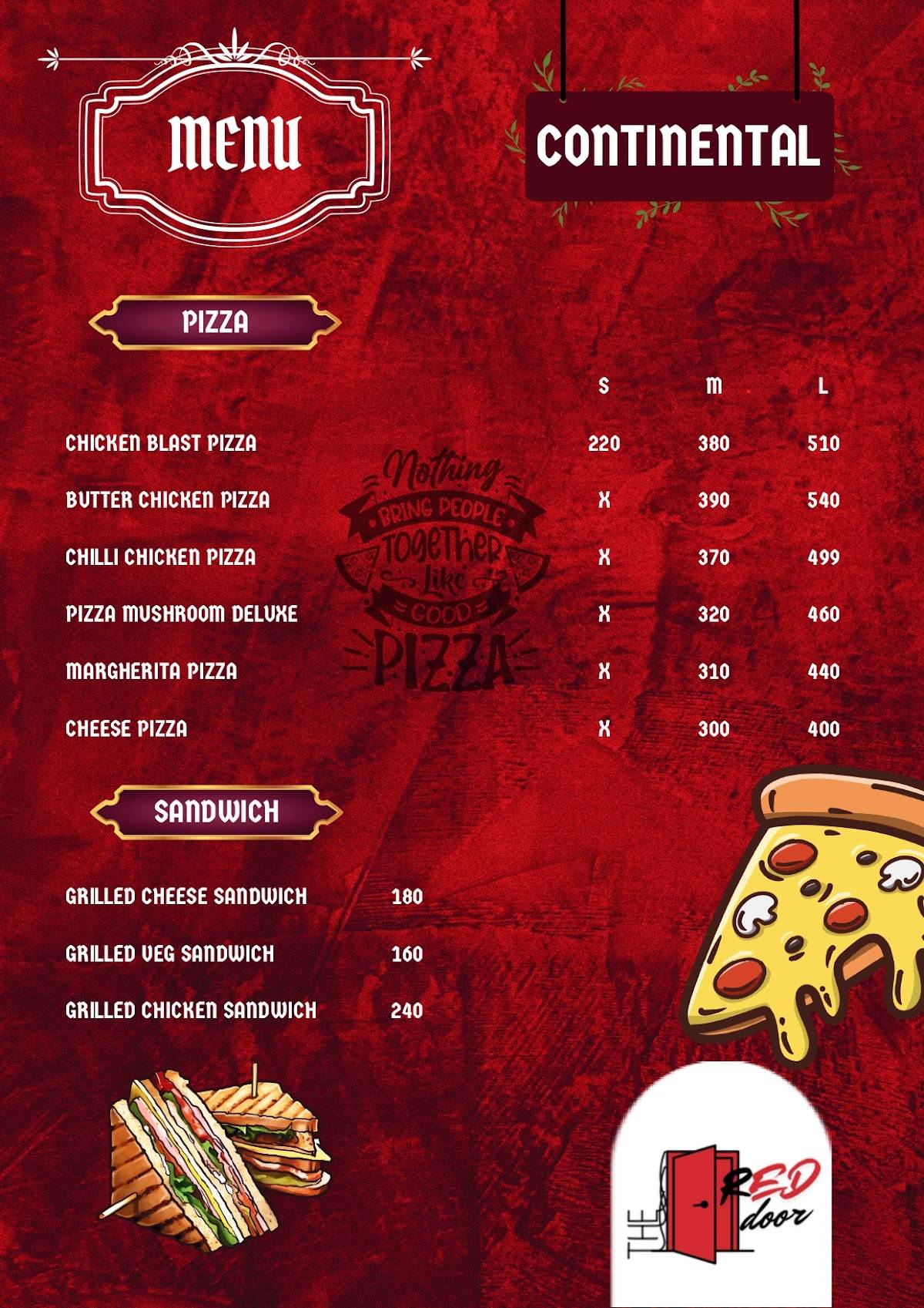 The Red Door menu