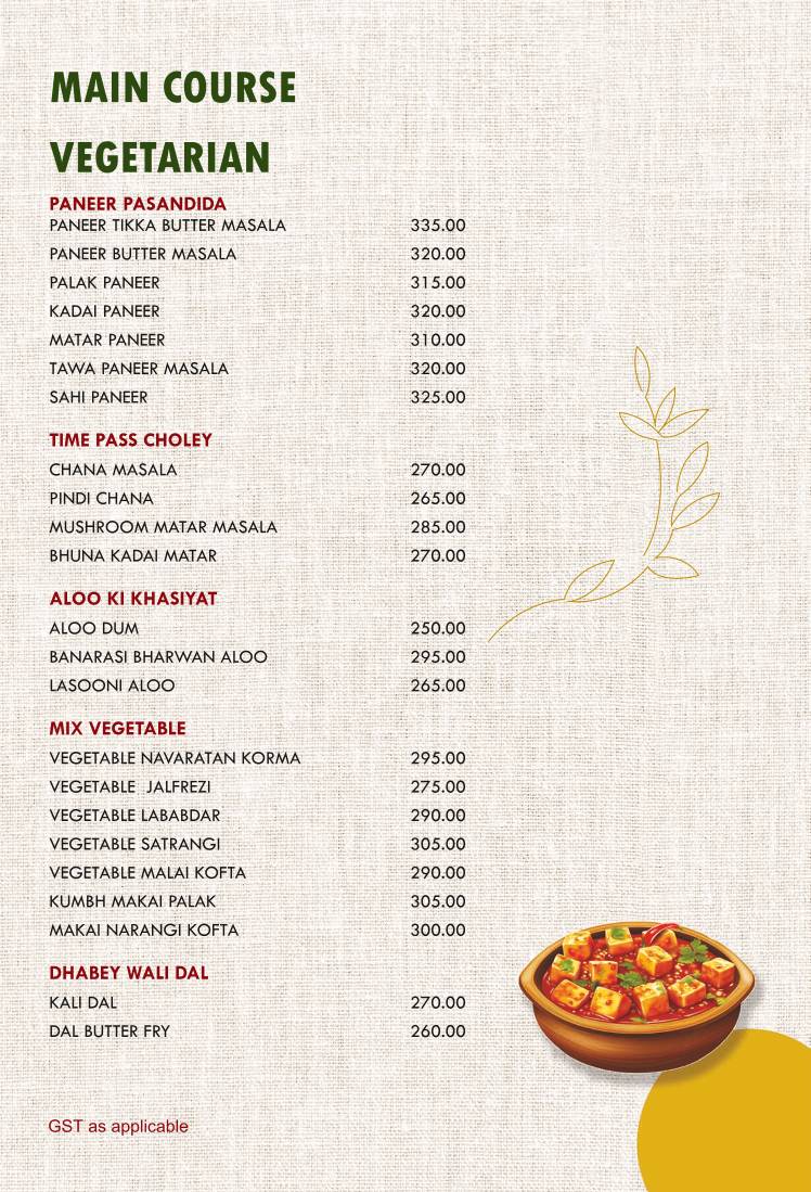 The Rose (Kankurgachi) menu