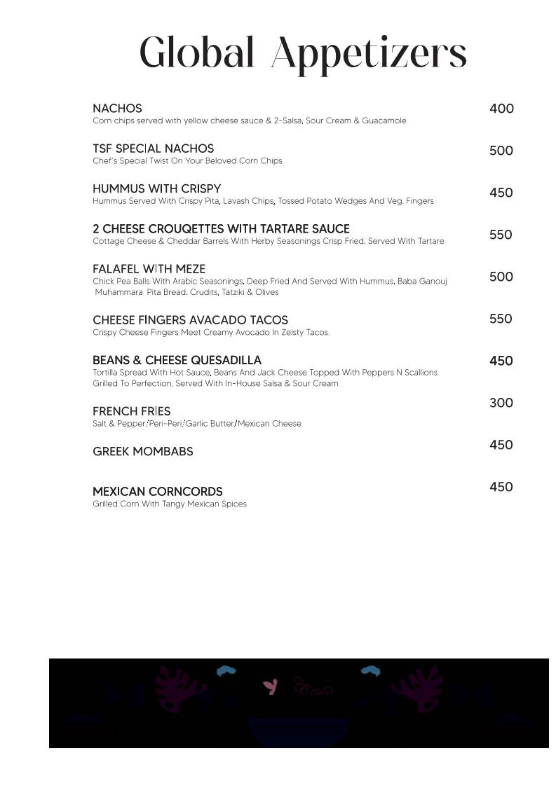 The Starry Foliage menu