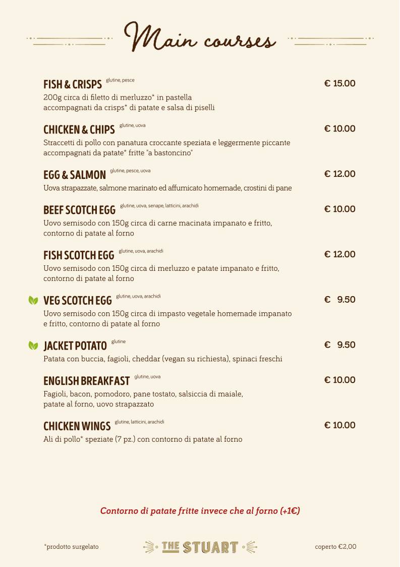 Menu di The Stuart, Scottish Pub 