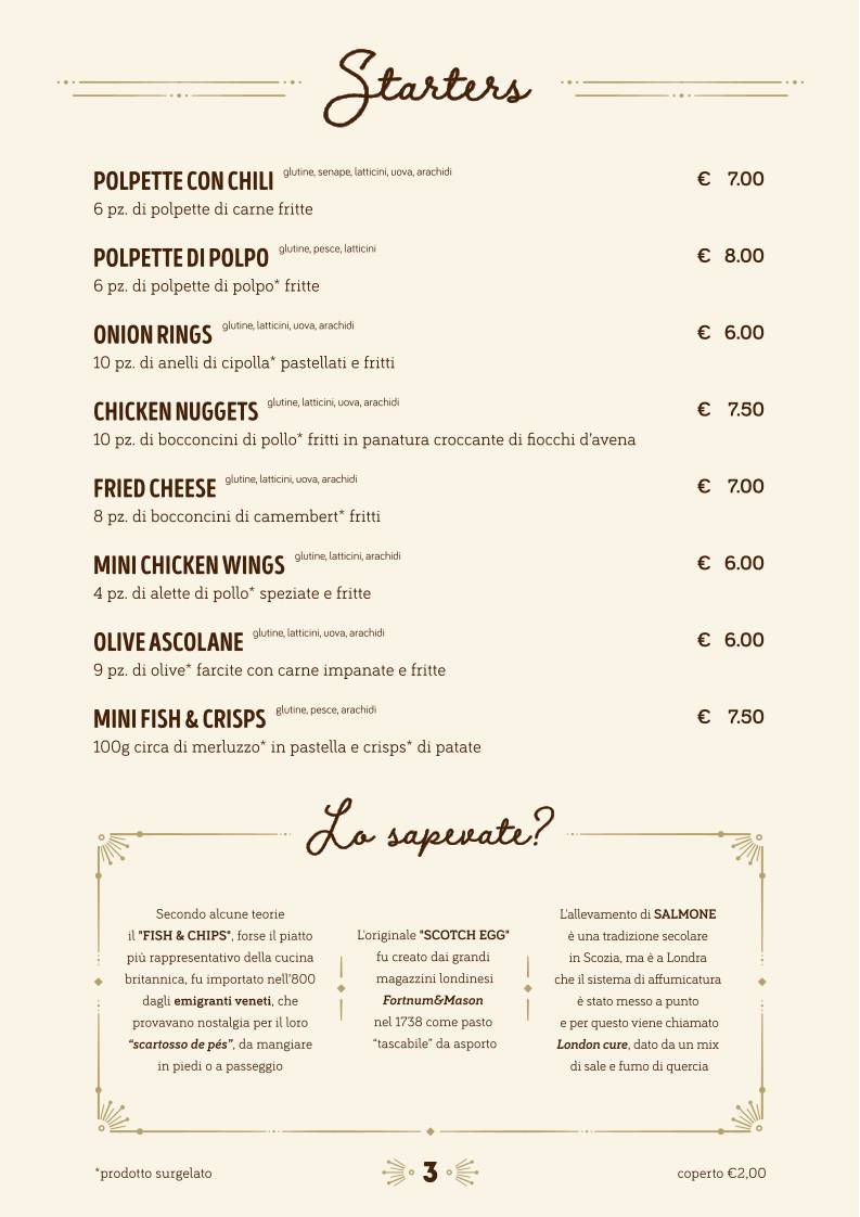 Menu di The Stuart, Scottish Pub 