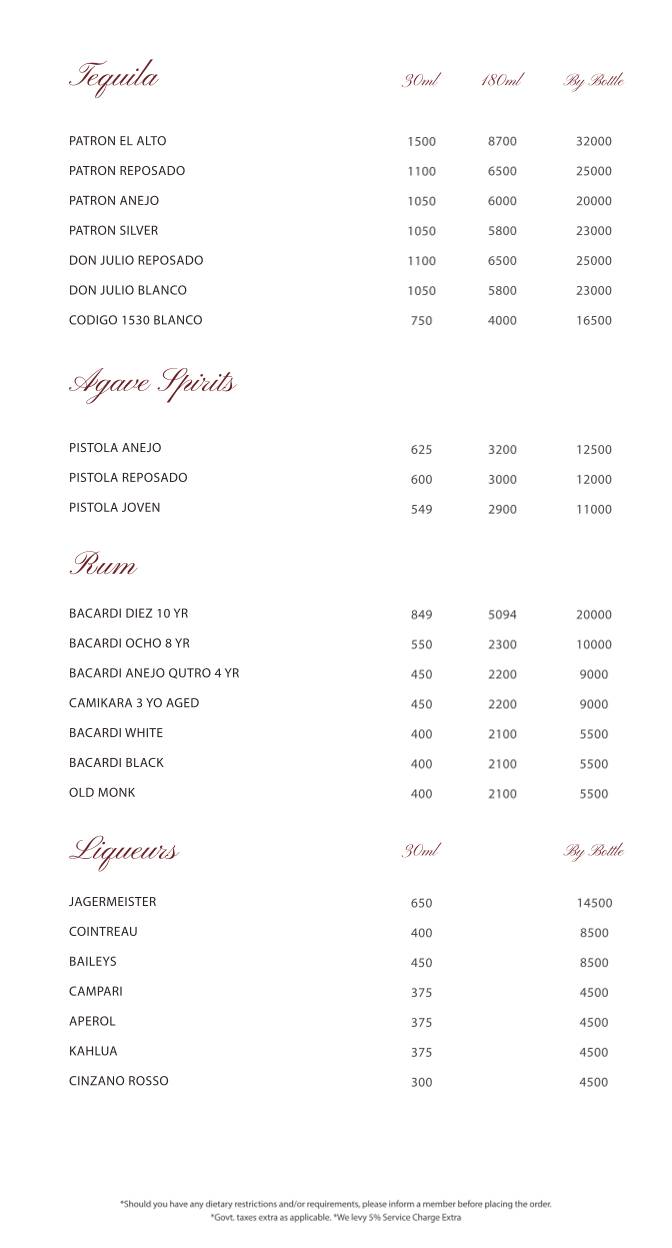 The Swinton House Restaurant & Bar menu