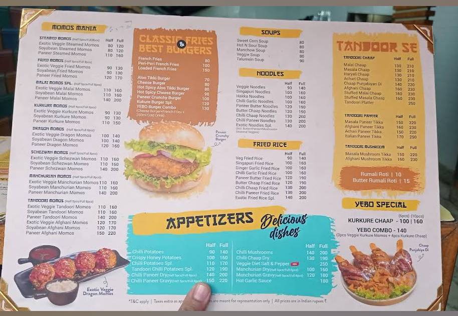 The Yellow Bowl menu