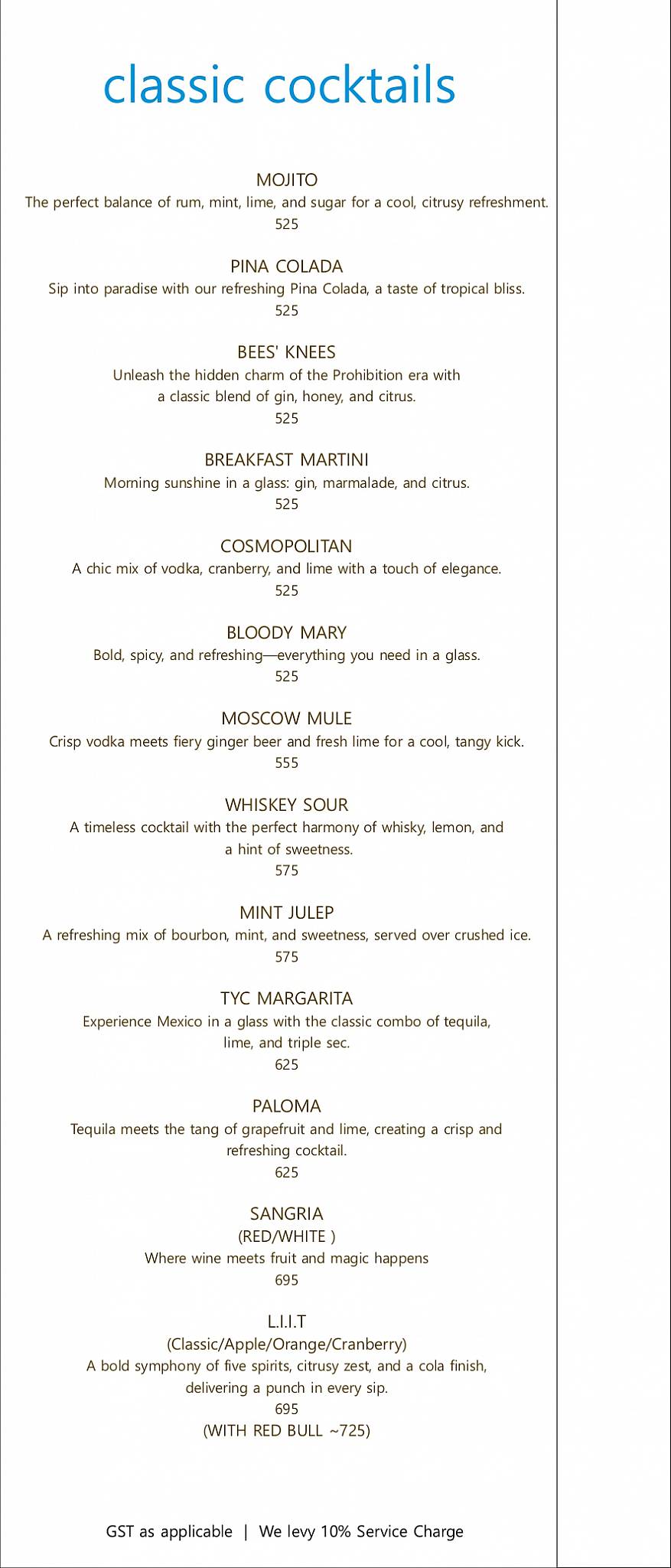 The Yellow Chilli - Sector 90 menu