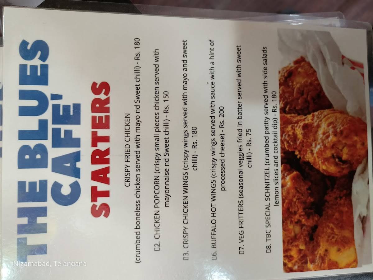 The blues Cafe' menu