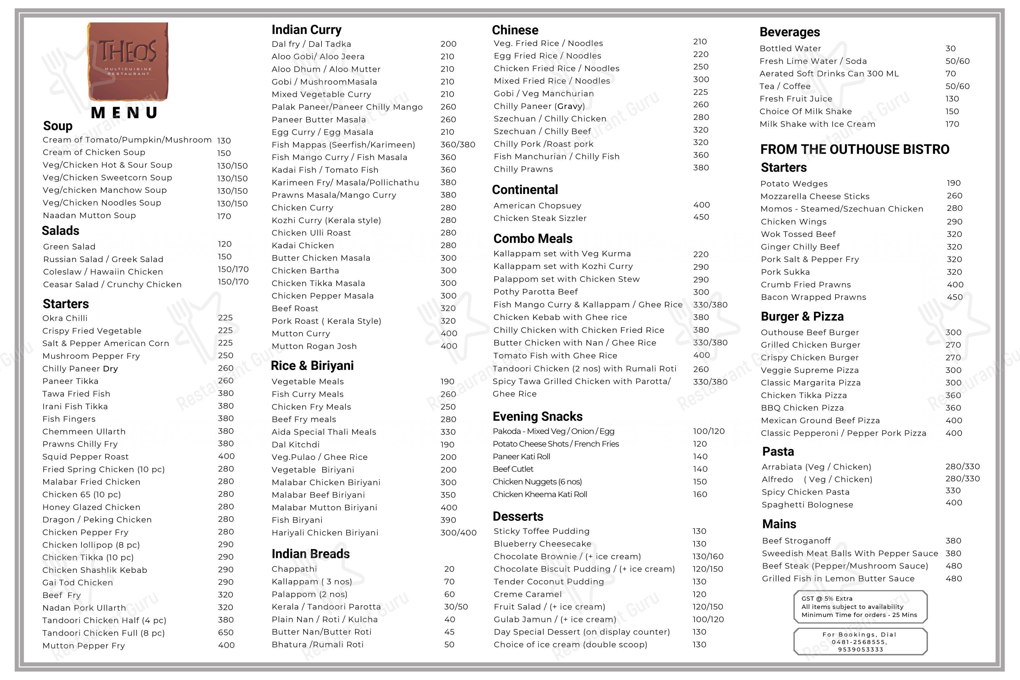 Theos Restaurant - Menu bar