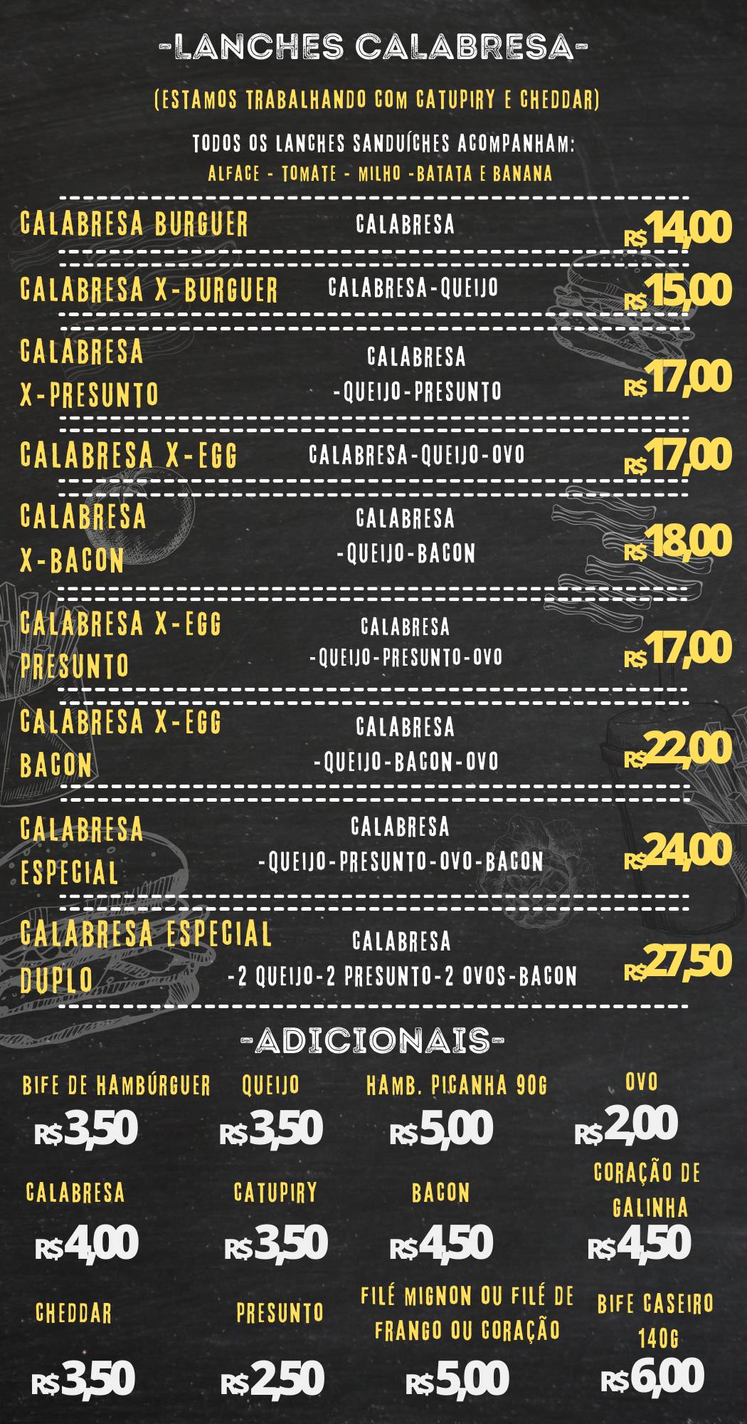 Thiago Lanches cardápio