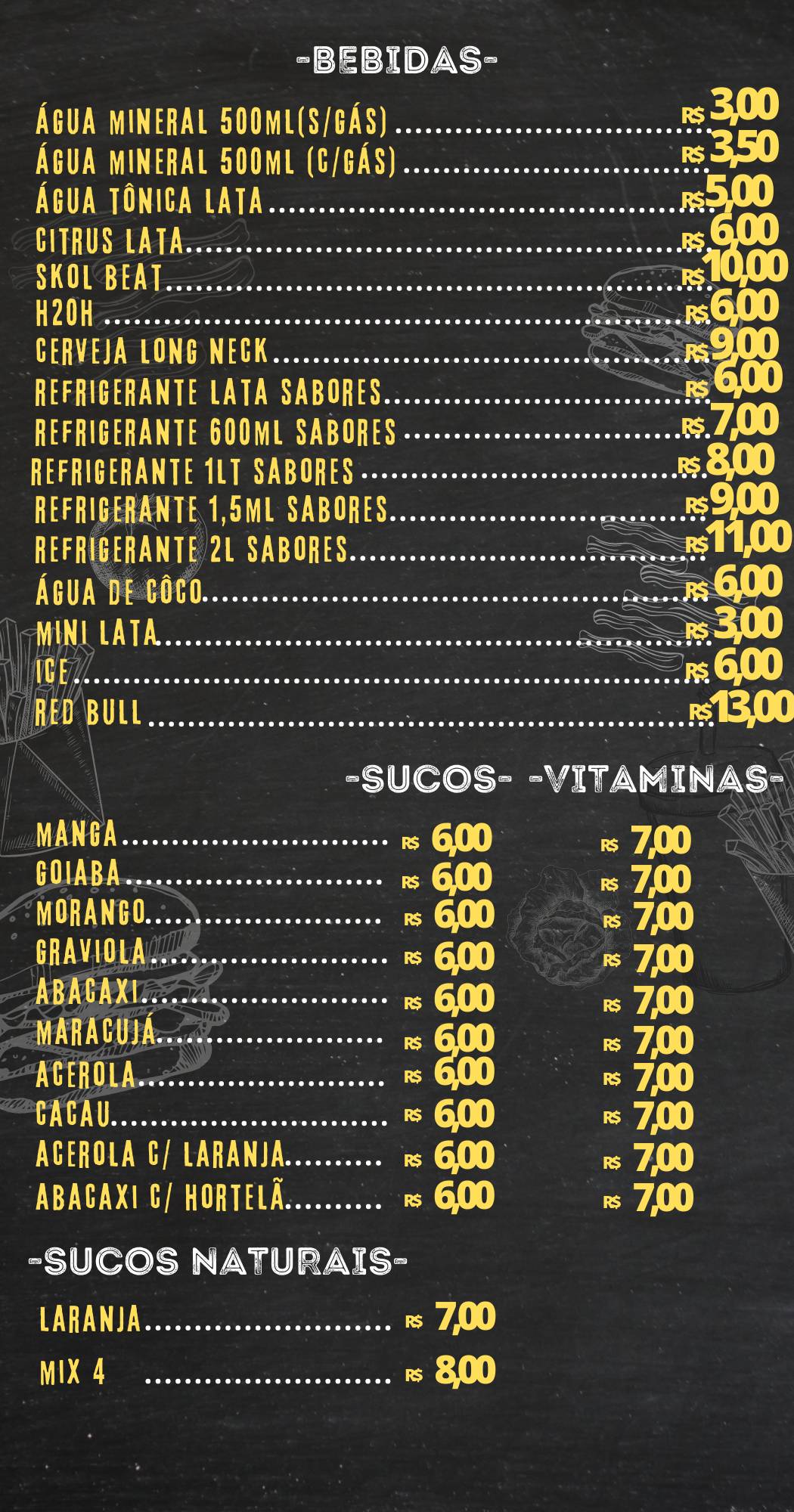 Thiago Lanches cardápio