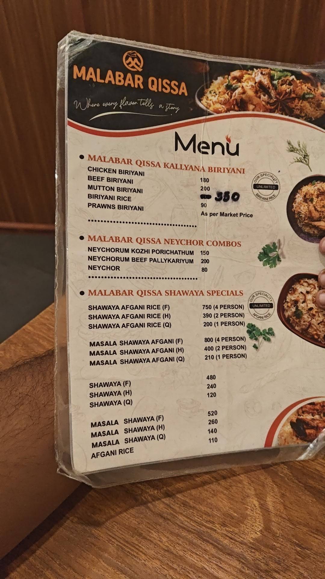 Malabar Qissa menu