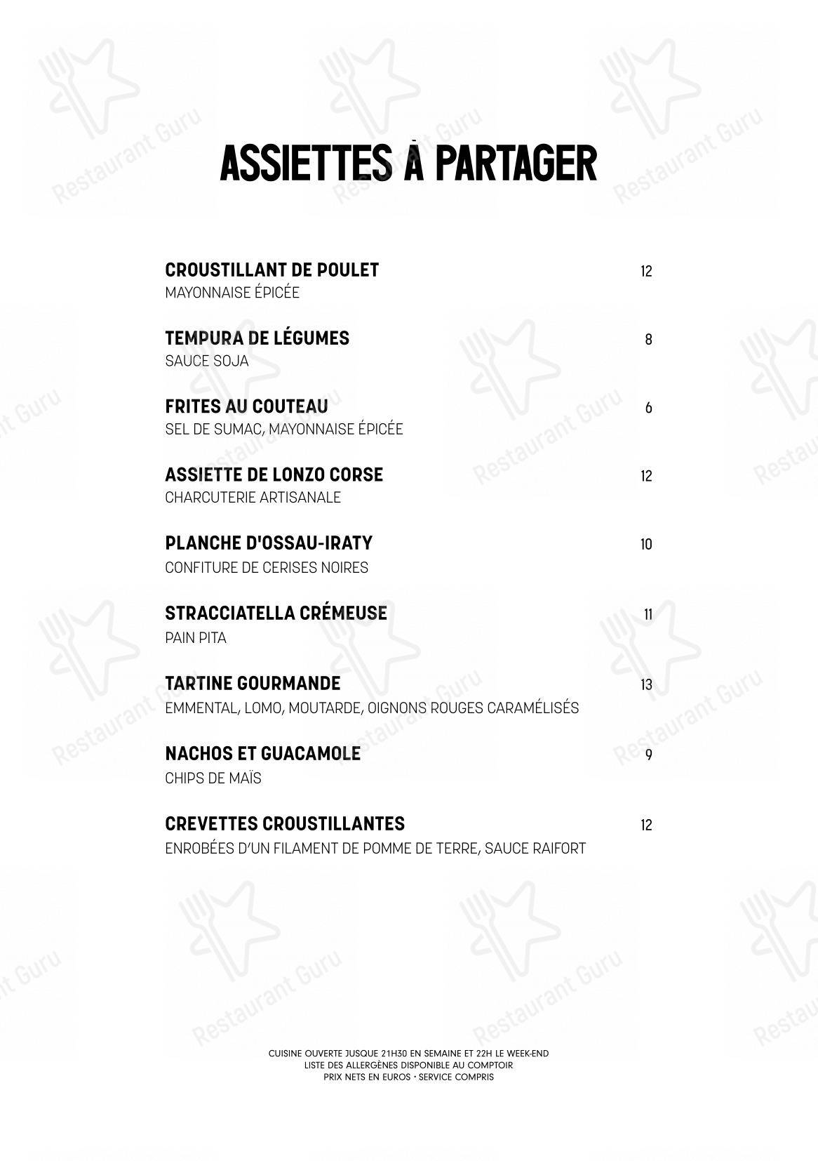 Tiger Paris dans Paris - Menu bar
