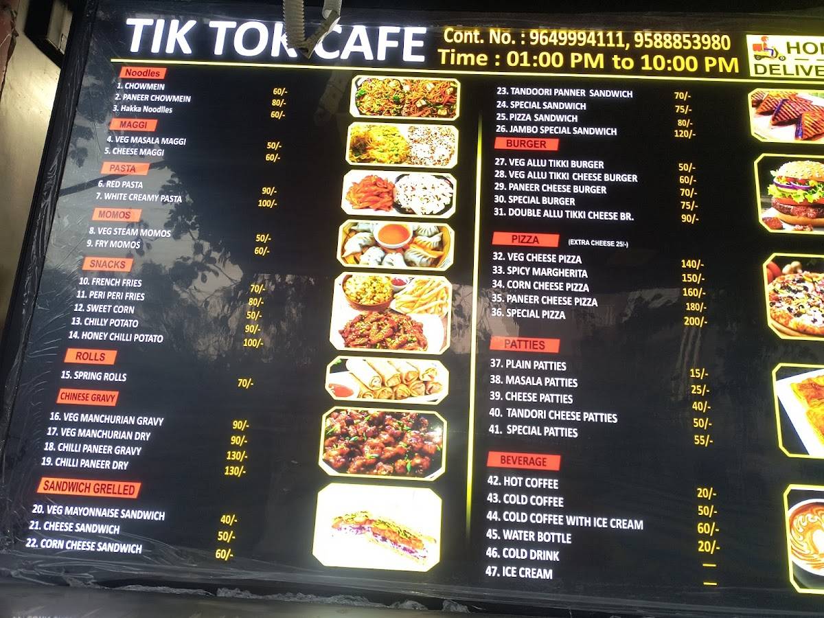 Tik Tok food &cafe menu