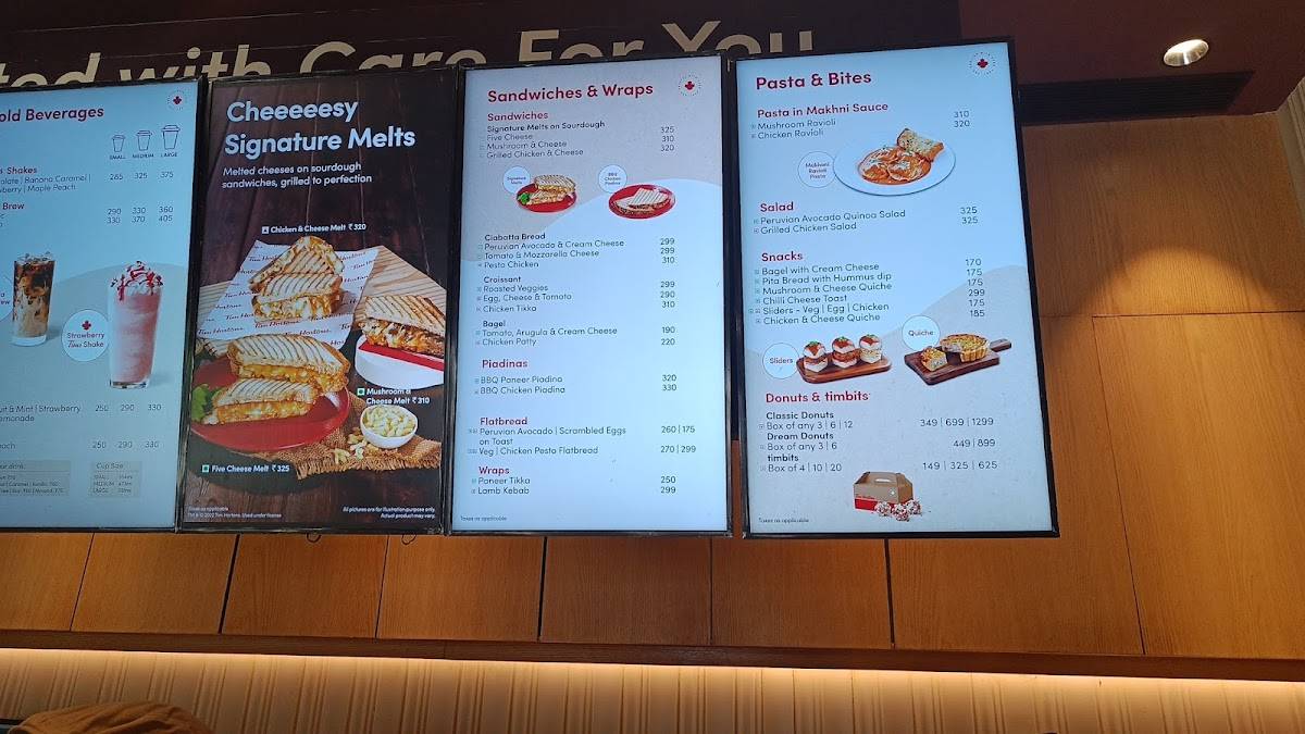 Tim Hortons menu
