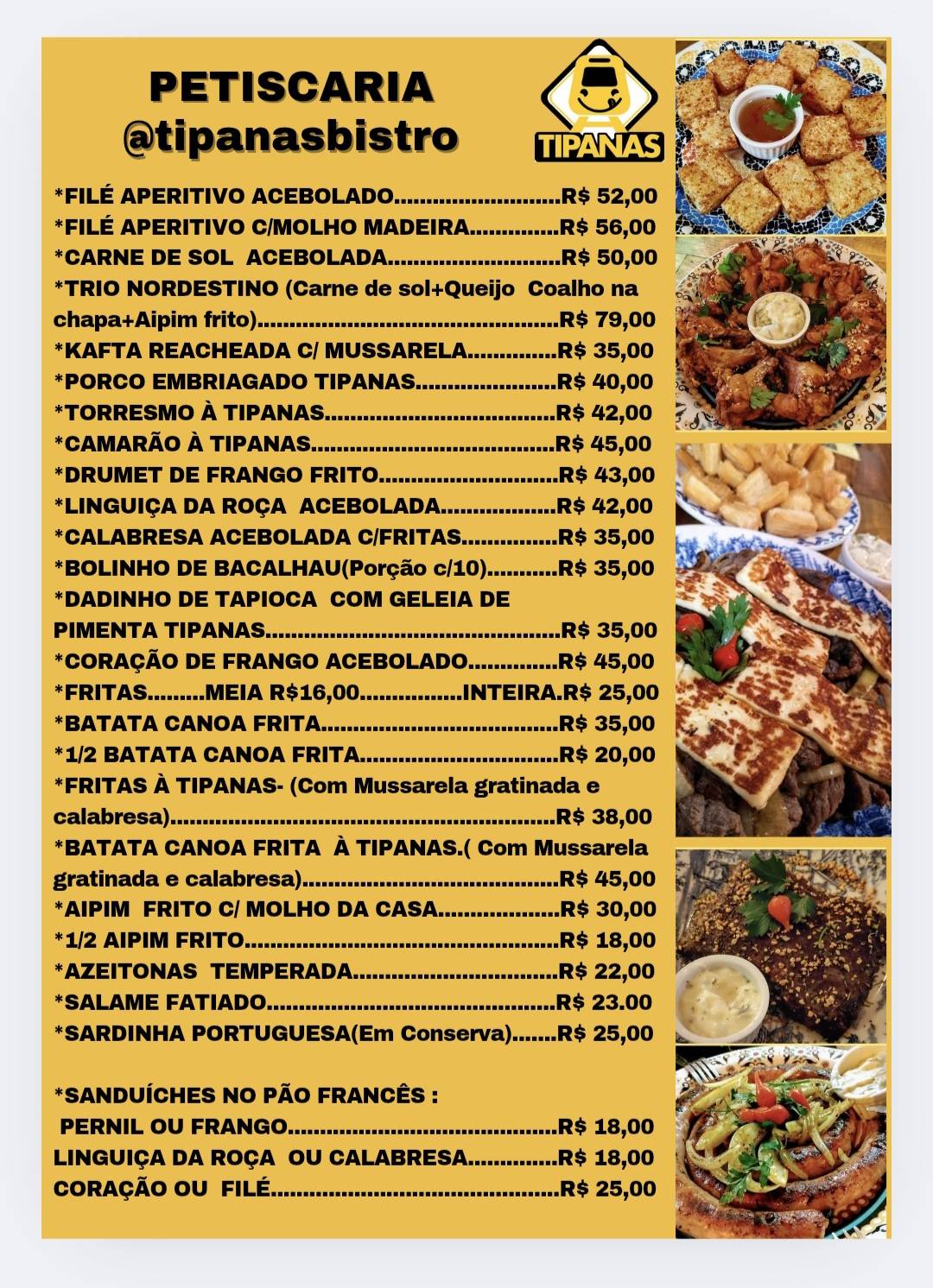 Tipanas Bistrô cardápio