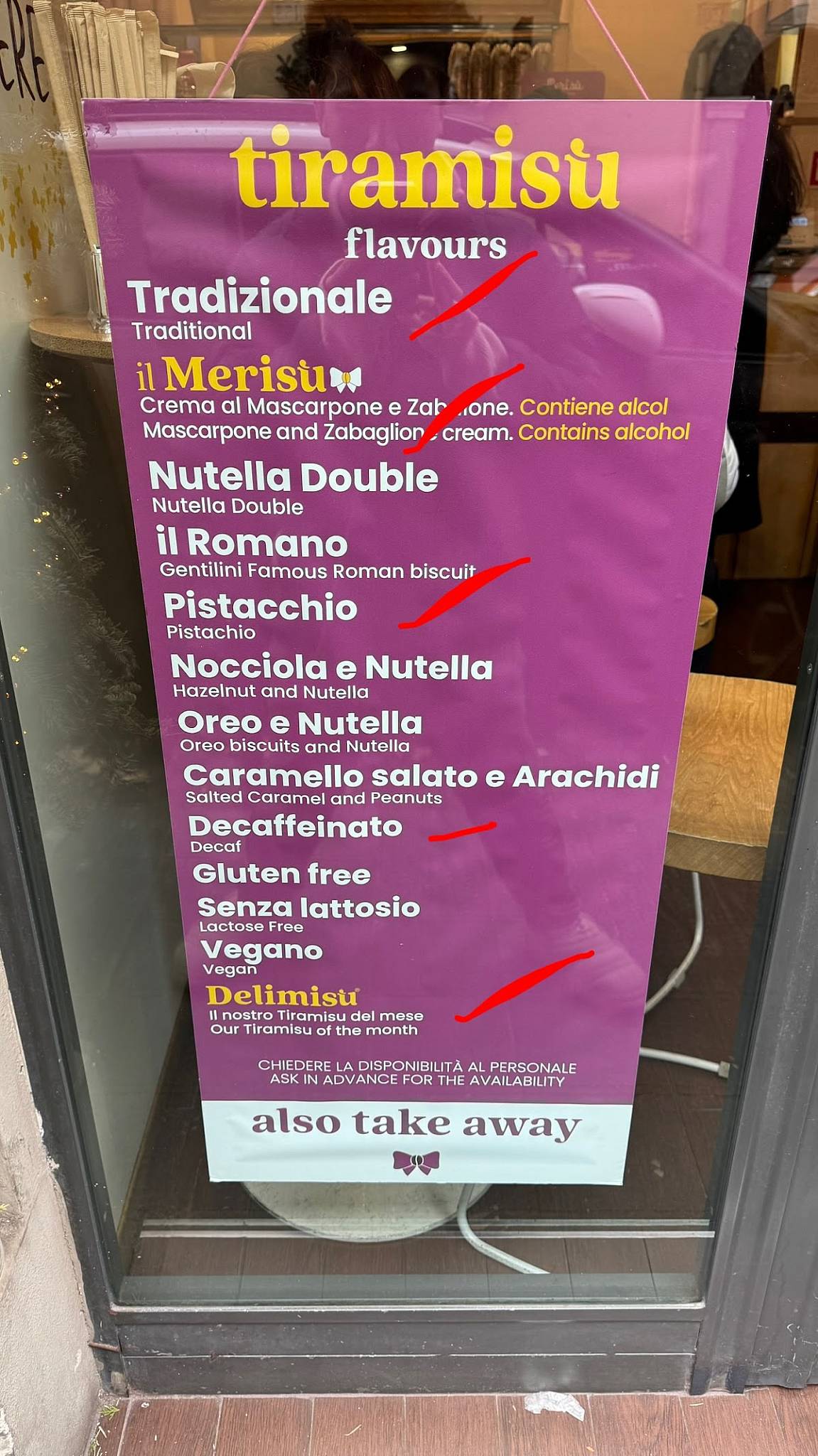Menu di Tiramisù Trastevere - Merisù 
