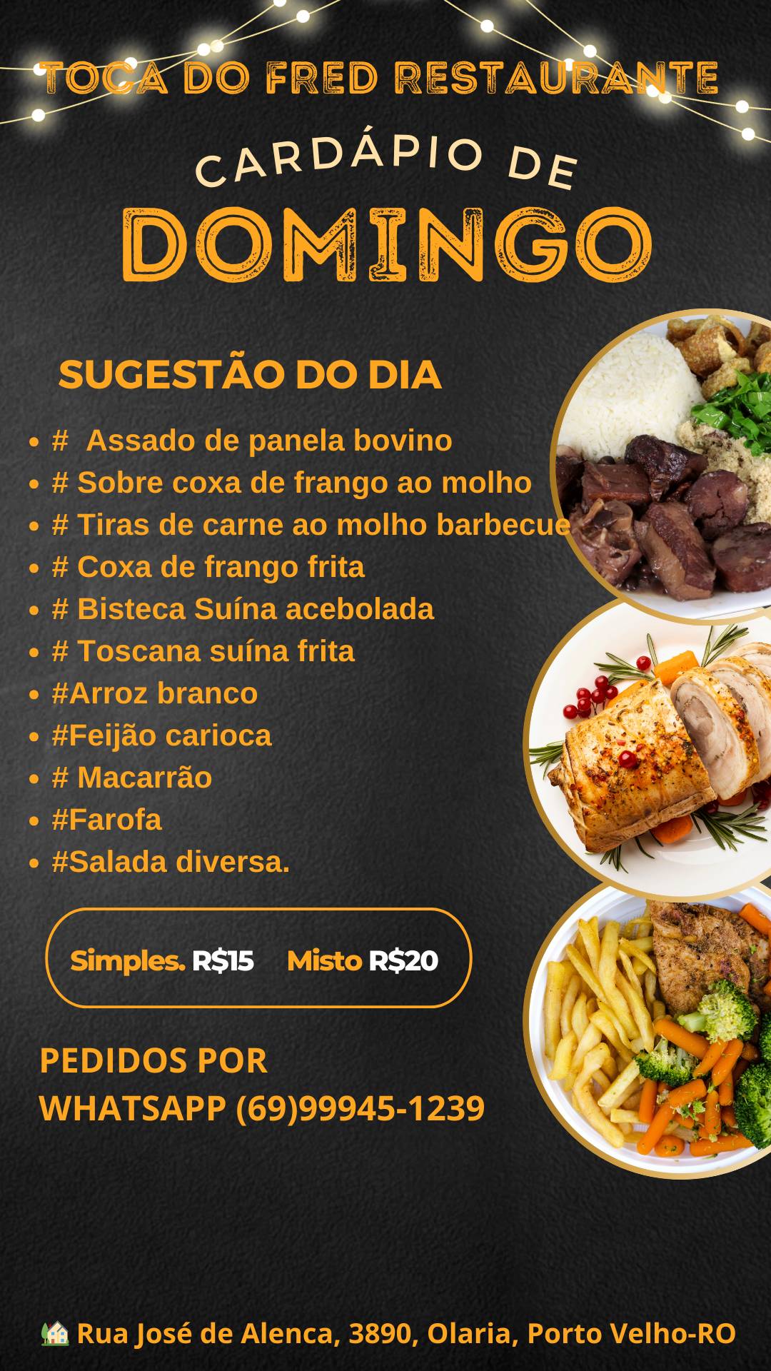 Toca do Fred cardápio
