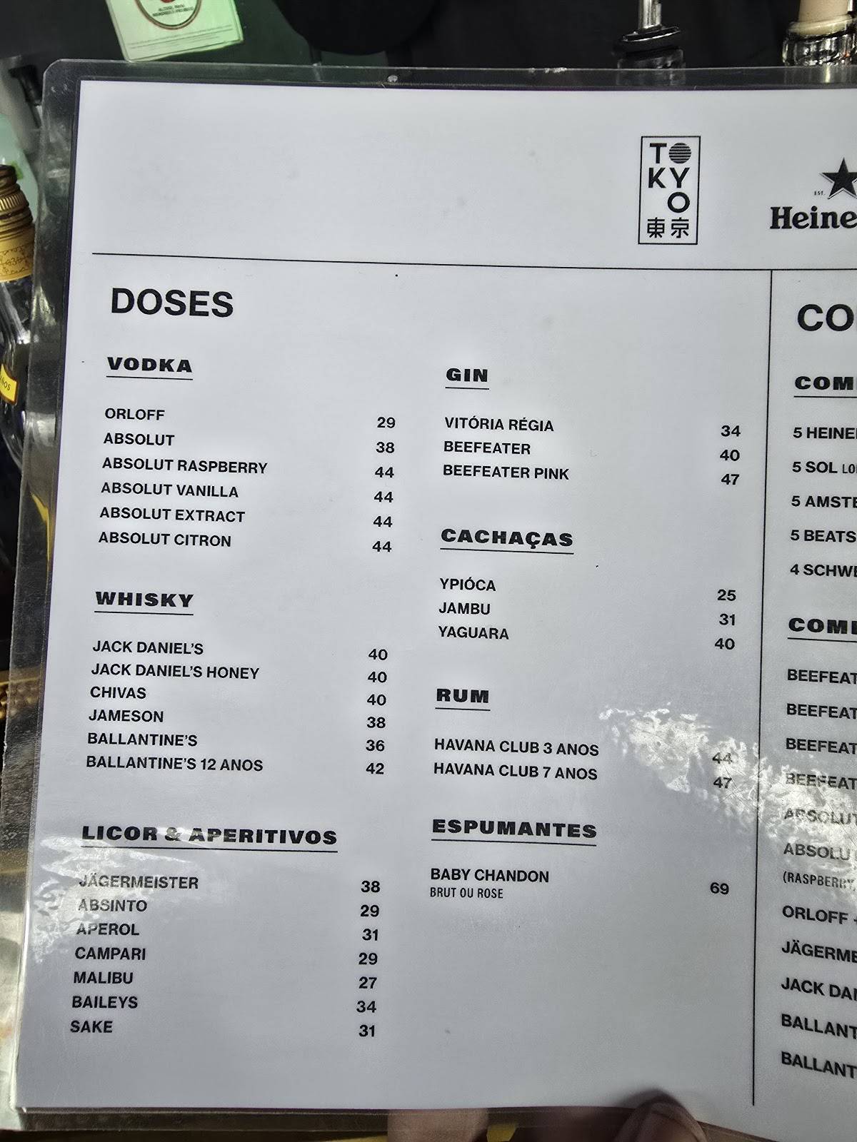 Tokyo 東京 cardápio