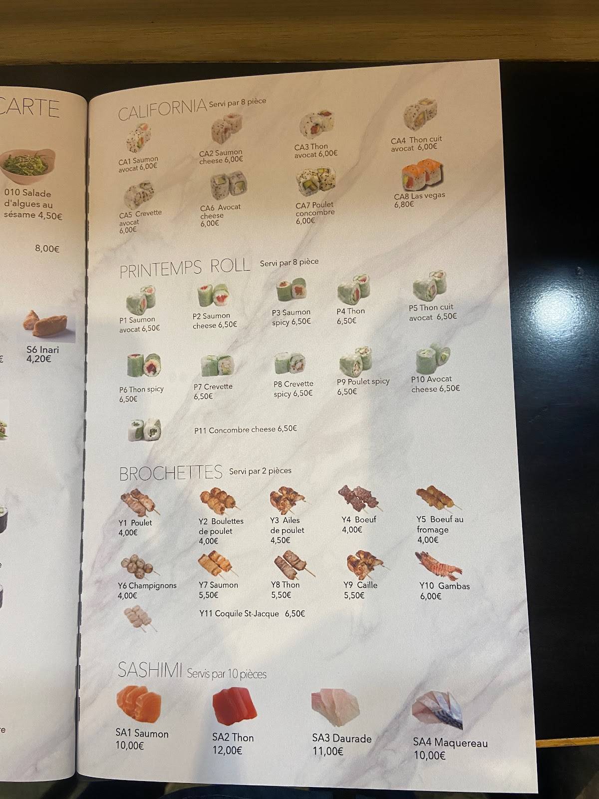 Menu de Tokyo