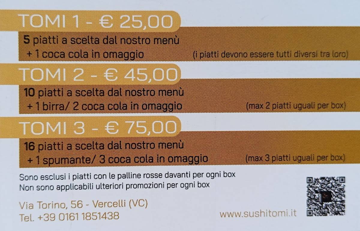 Menu di Tomi Sushi Vercelli 
