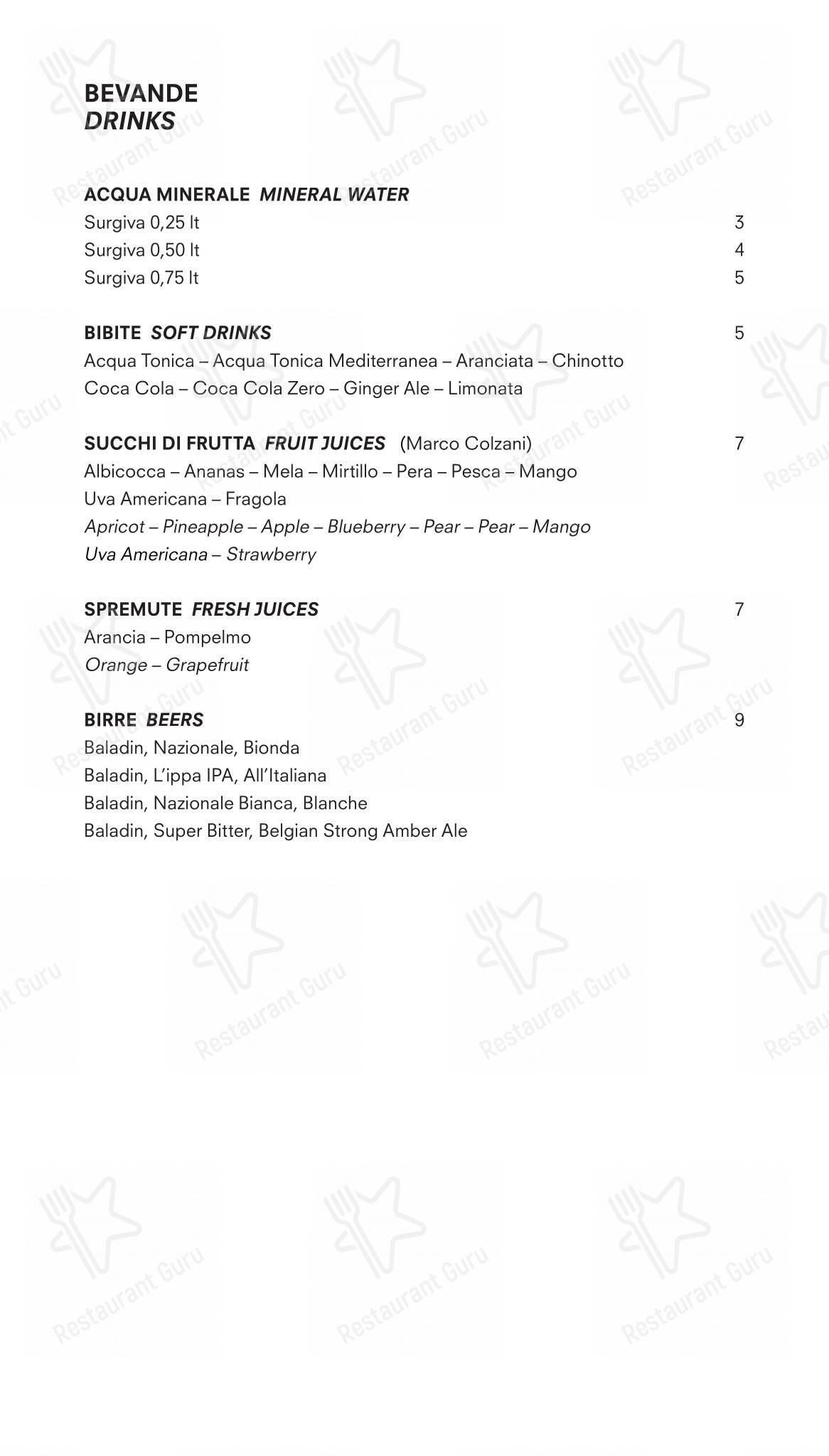 Torre in Milano - Menu