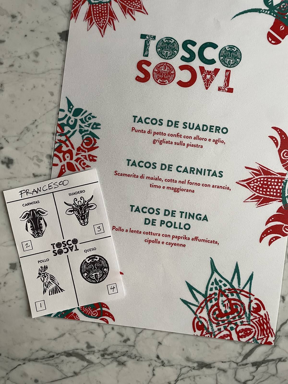 Menu di Tosco Tacos 