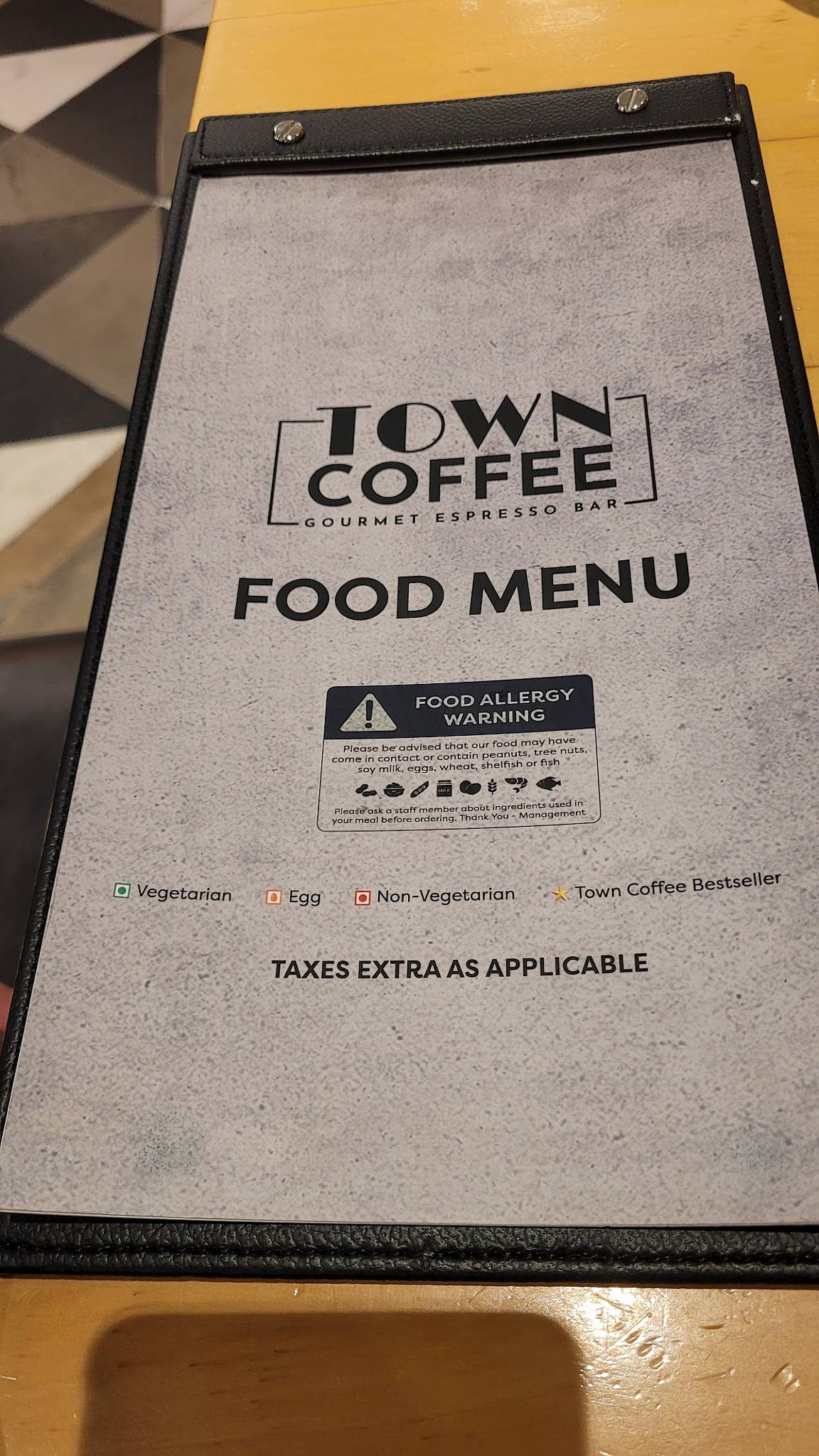 Town Coffee menu