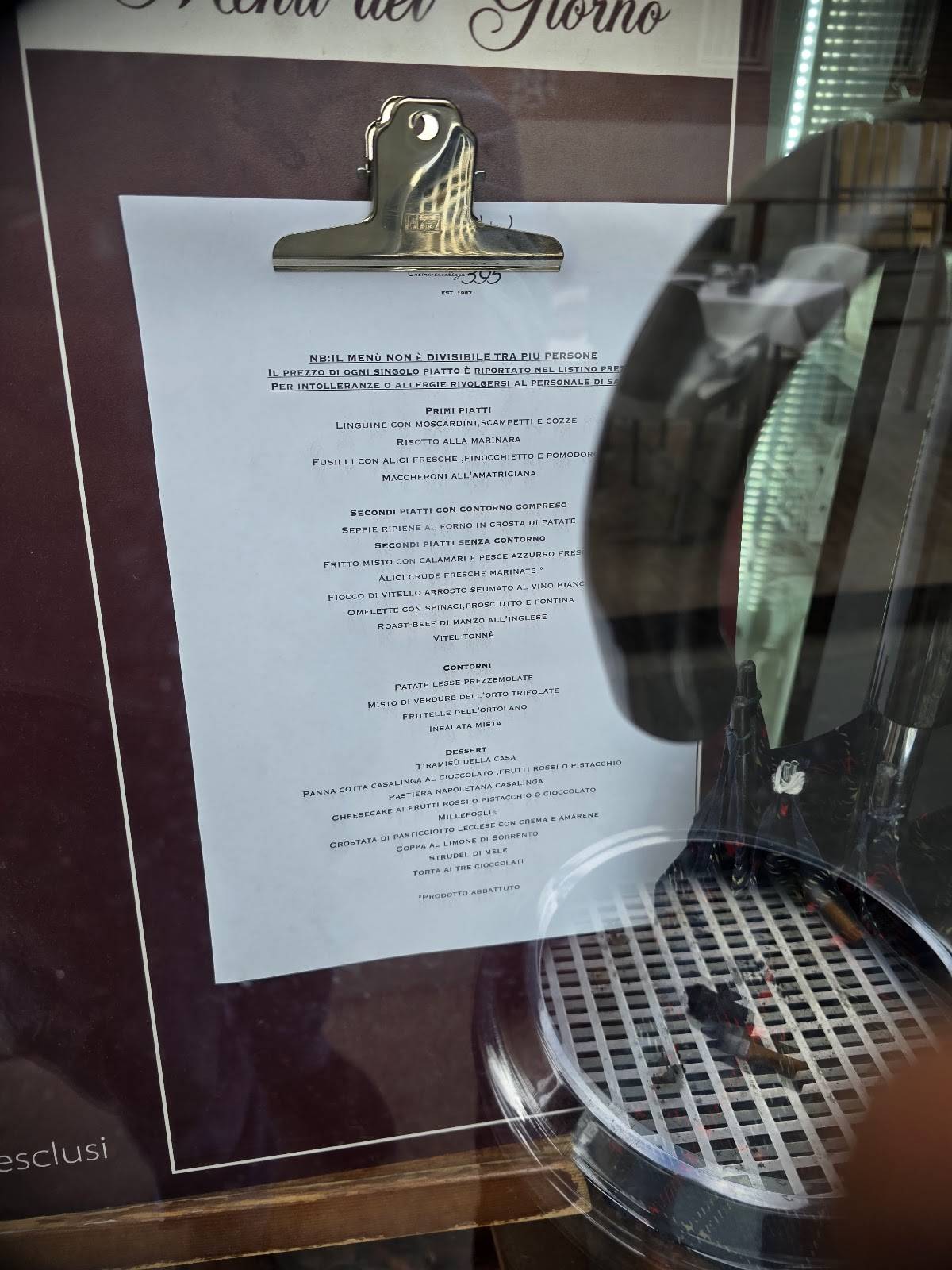 Menu di Trattoria Al 395 