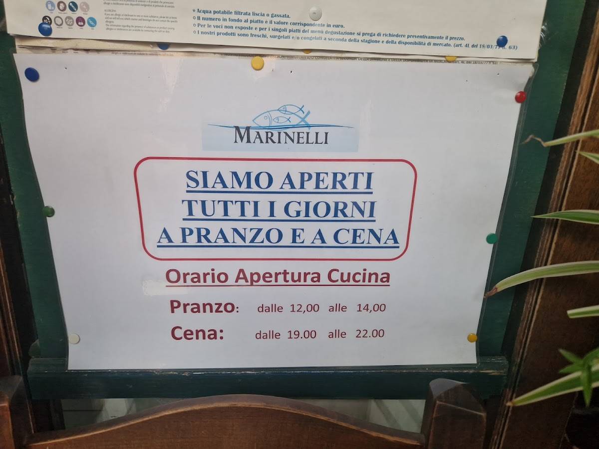 Menu di Trattoria Marinelli da Vittorio 