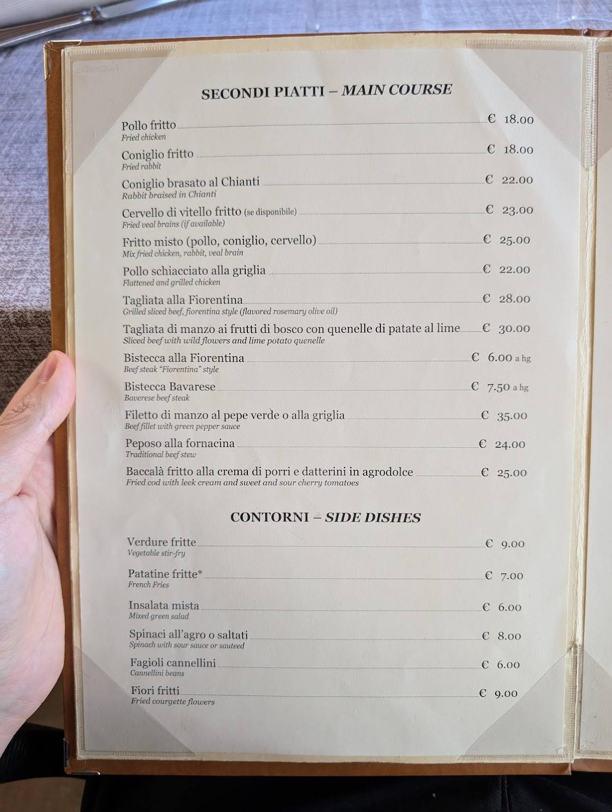 Menu di Trattoria Omero 