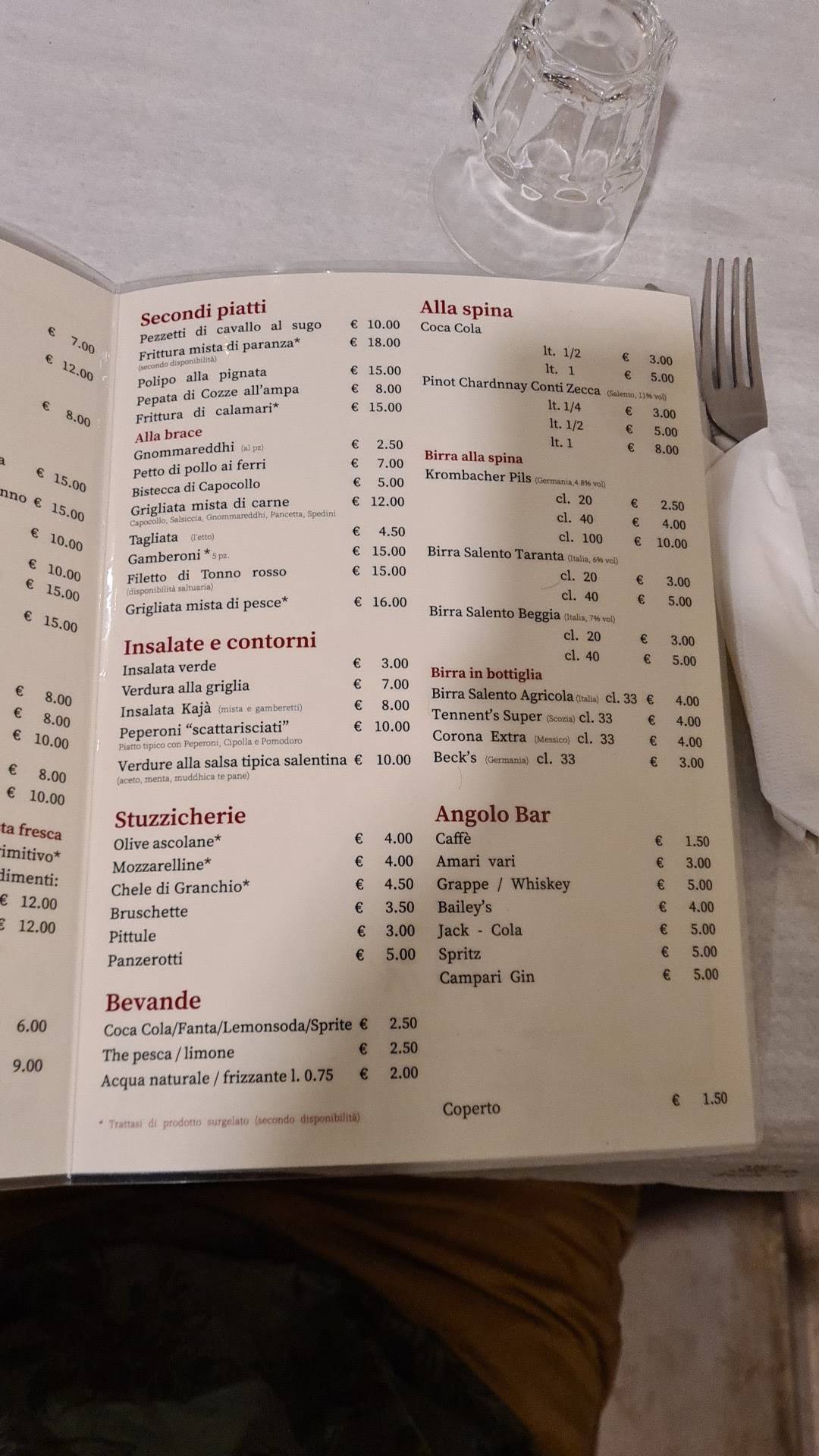 Menu di Trattoria Pizzeria Kajà 