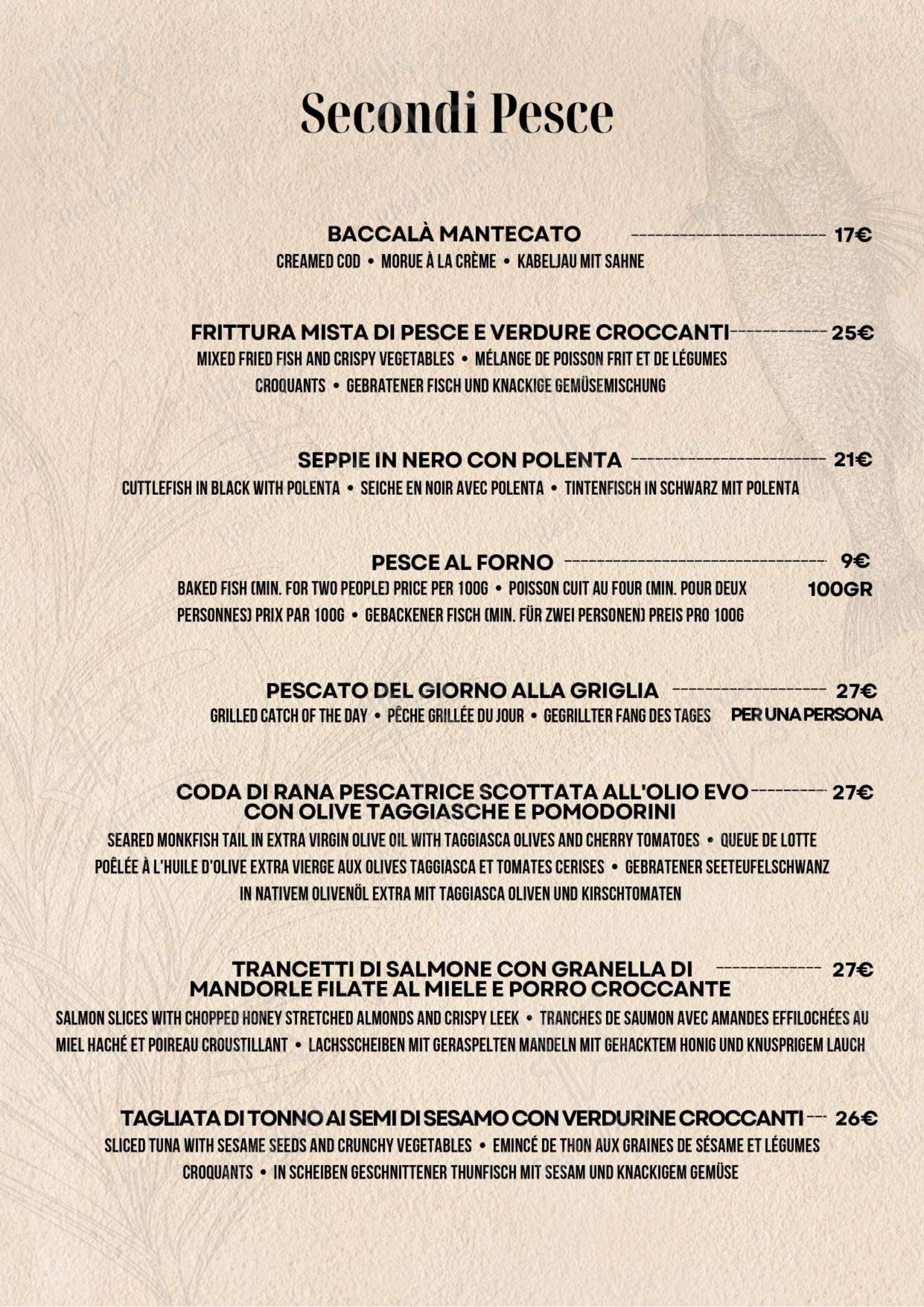Menu bar per Trattoria Rialto Novo ristorante