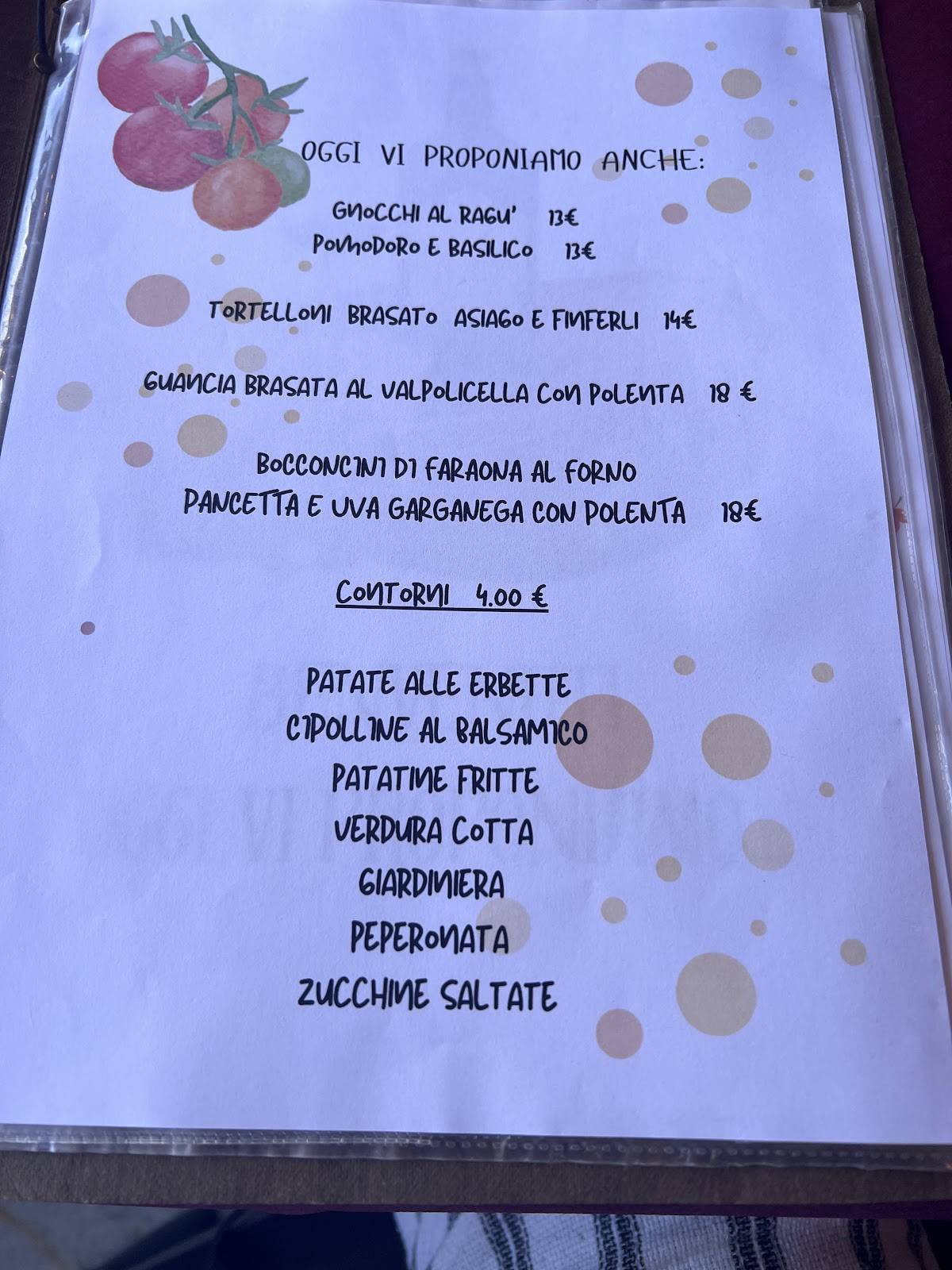 Menu di Trattoria dal Moro 