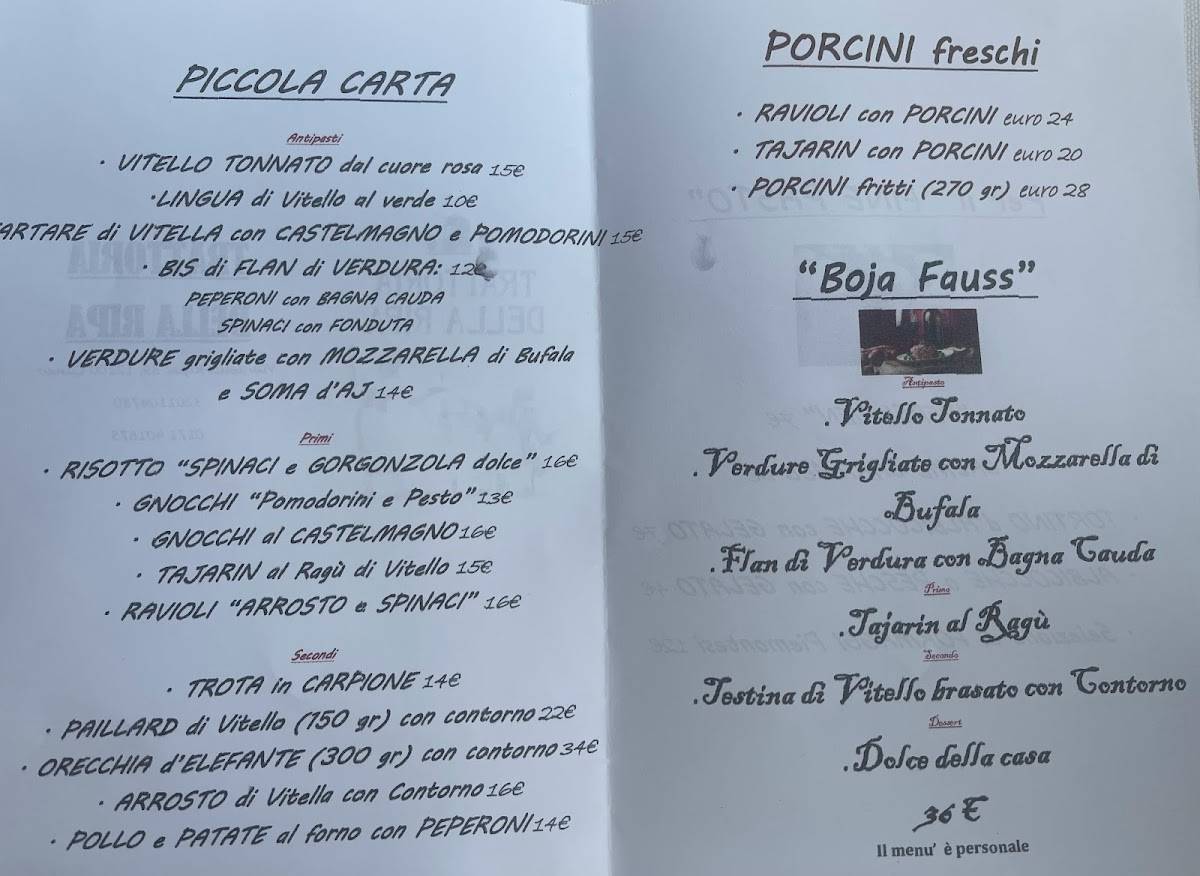 Menu di Trattoria della Ripa 