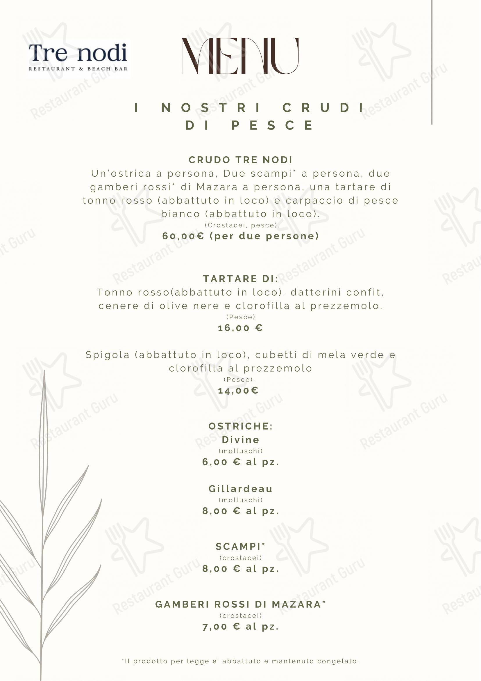 Menu per Tre Nodi Ristorante & Beach Bar ristorante