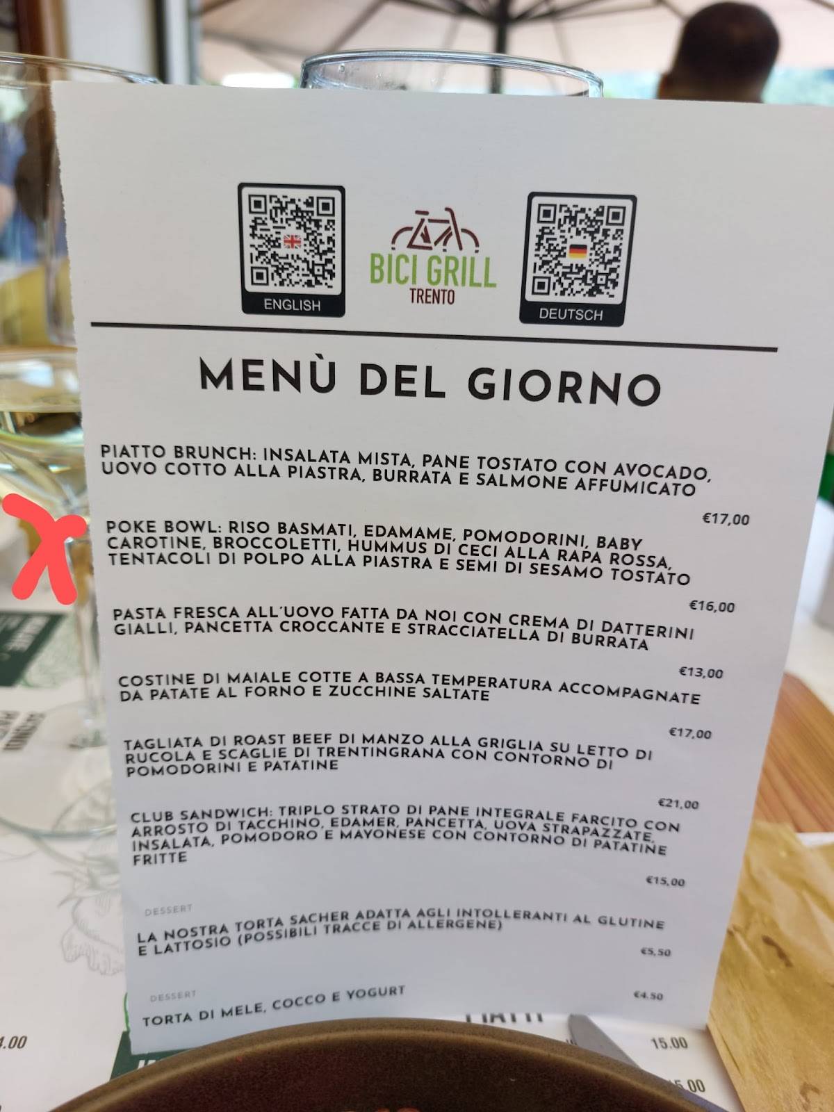Menu di Bici Grill Trento 