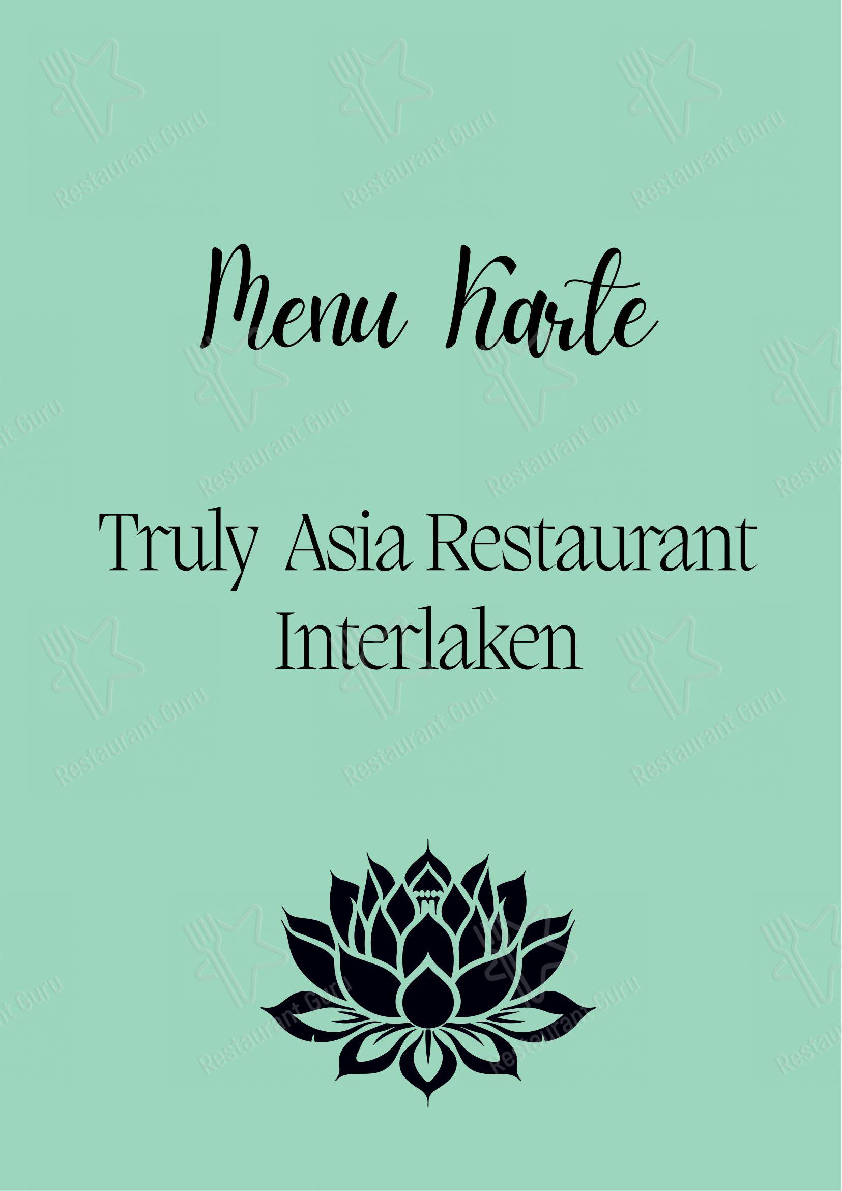 Menu per Truly Asia ristorante