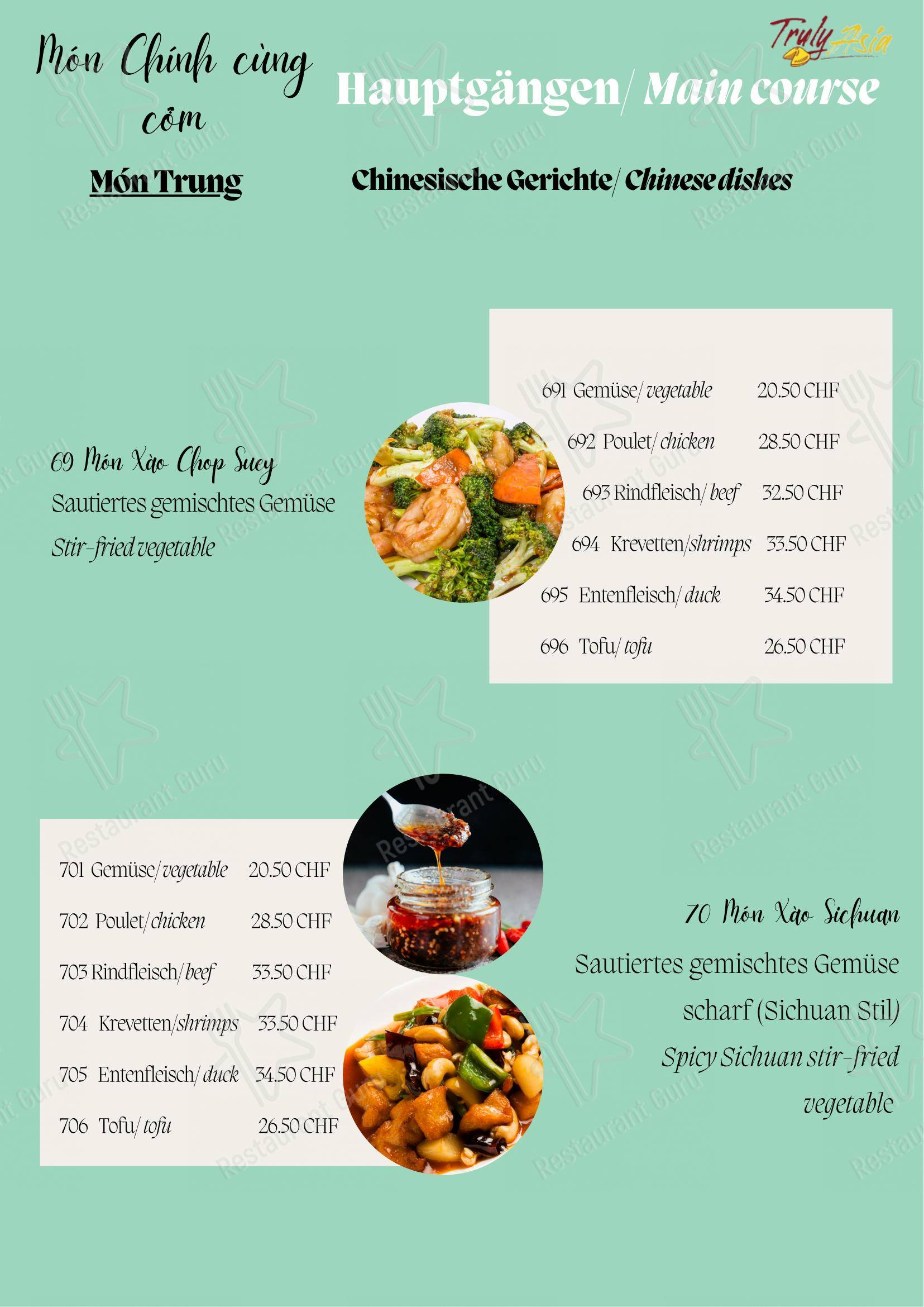 Menu per Truly Asia in Interlaken