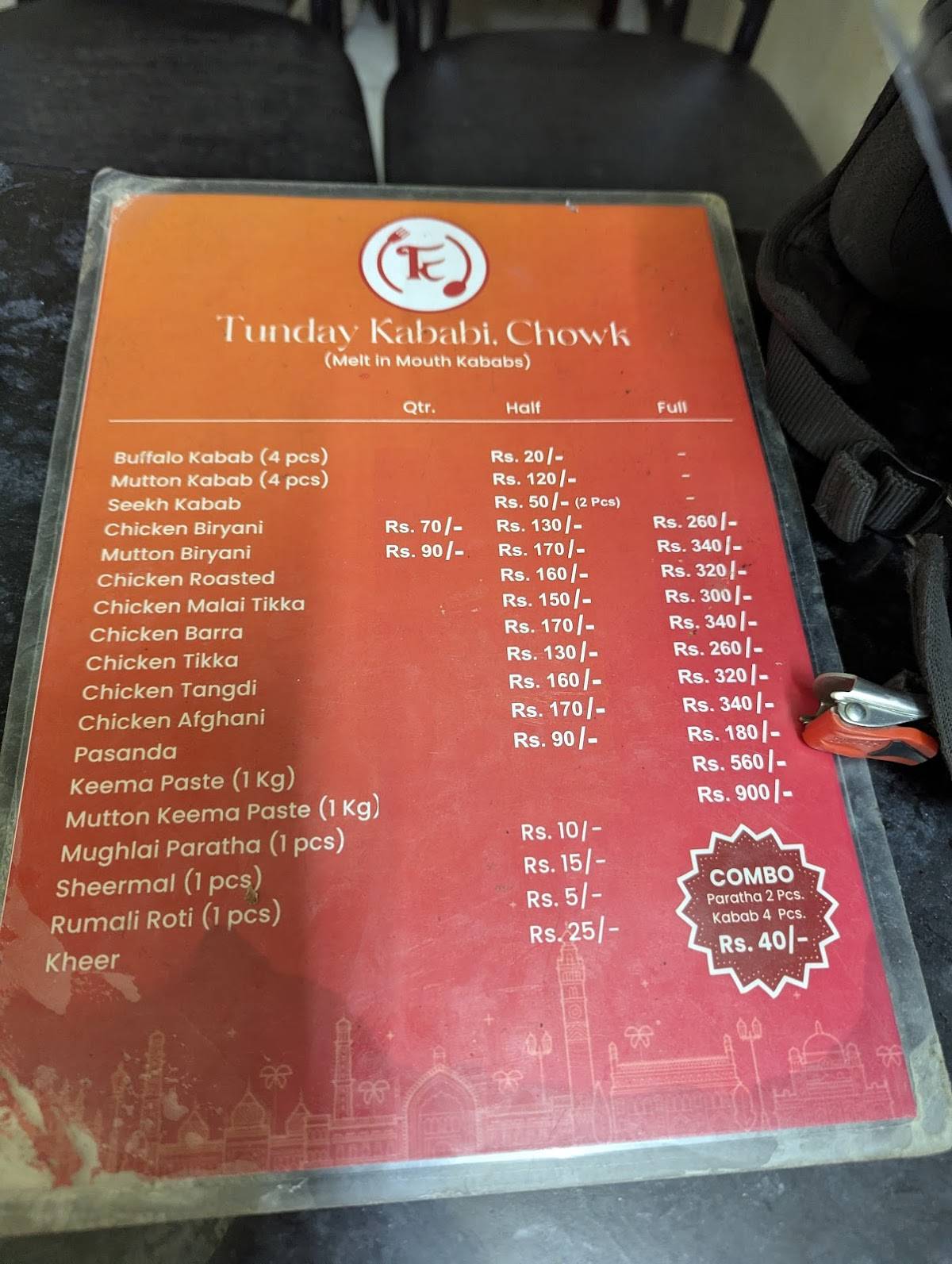 Tunday Kababi menu