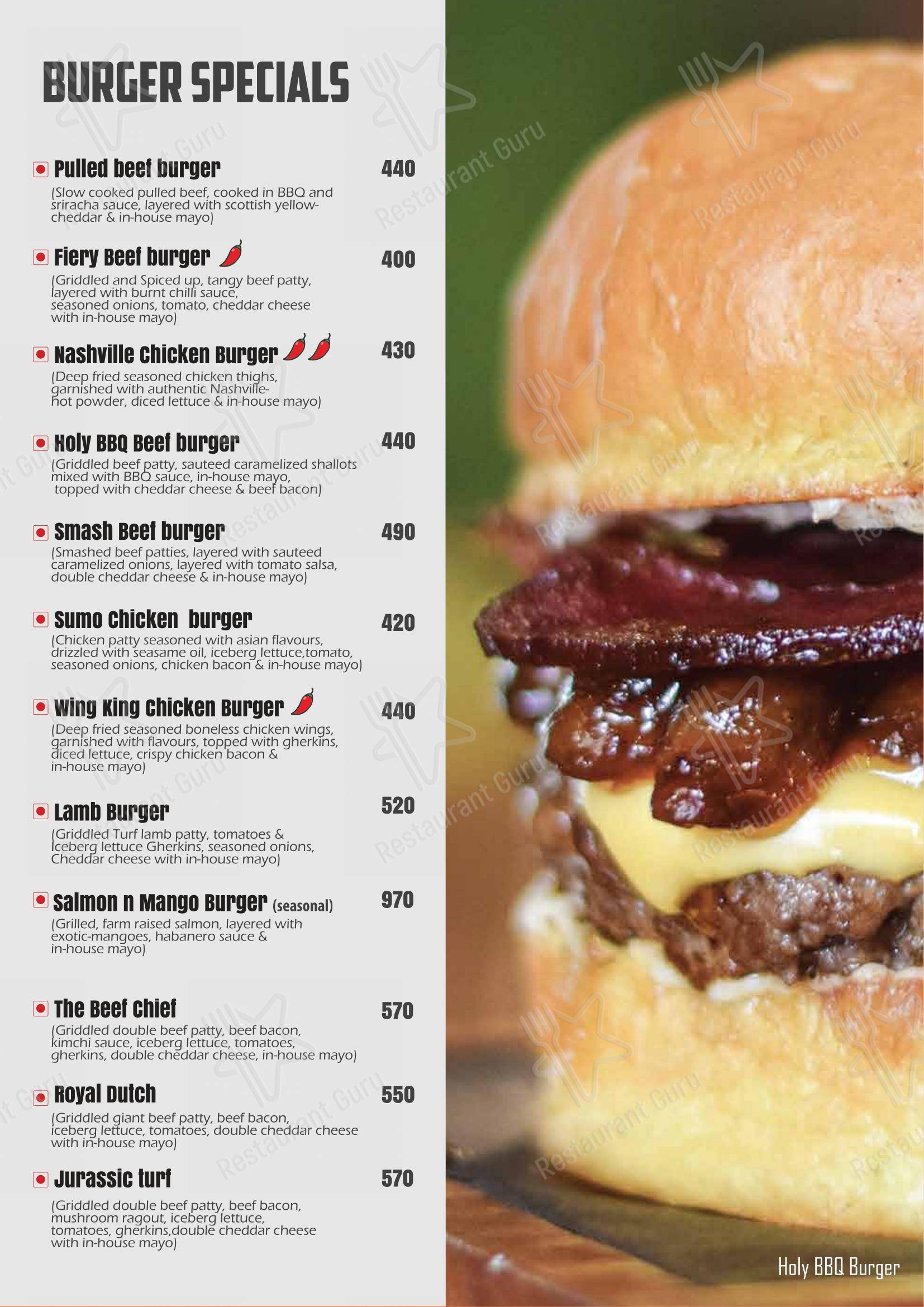 Menu for the Turf Cafe cafe