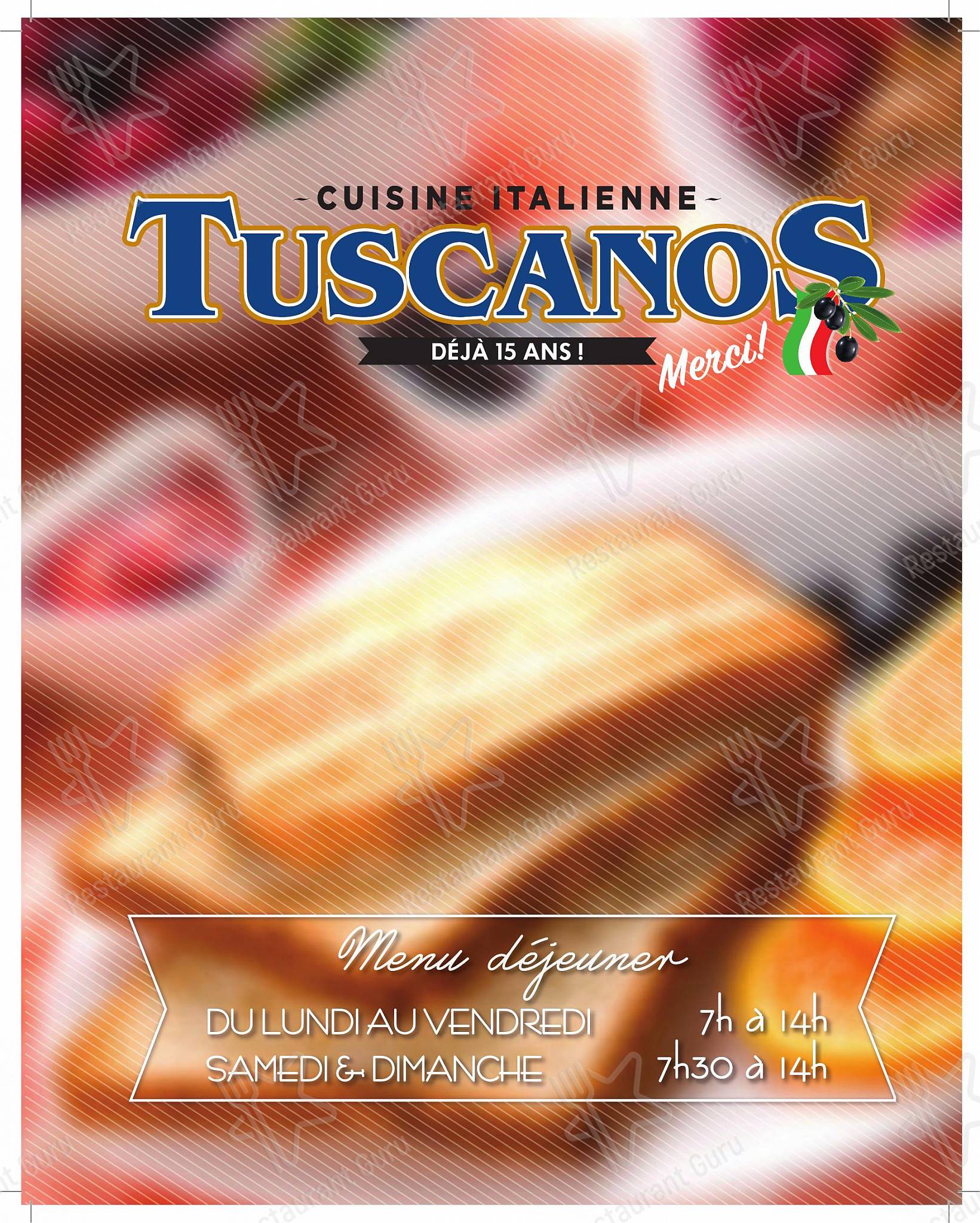 Buffet Menu pour Restaurant Tuscanos restaurant