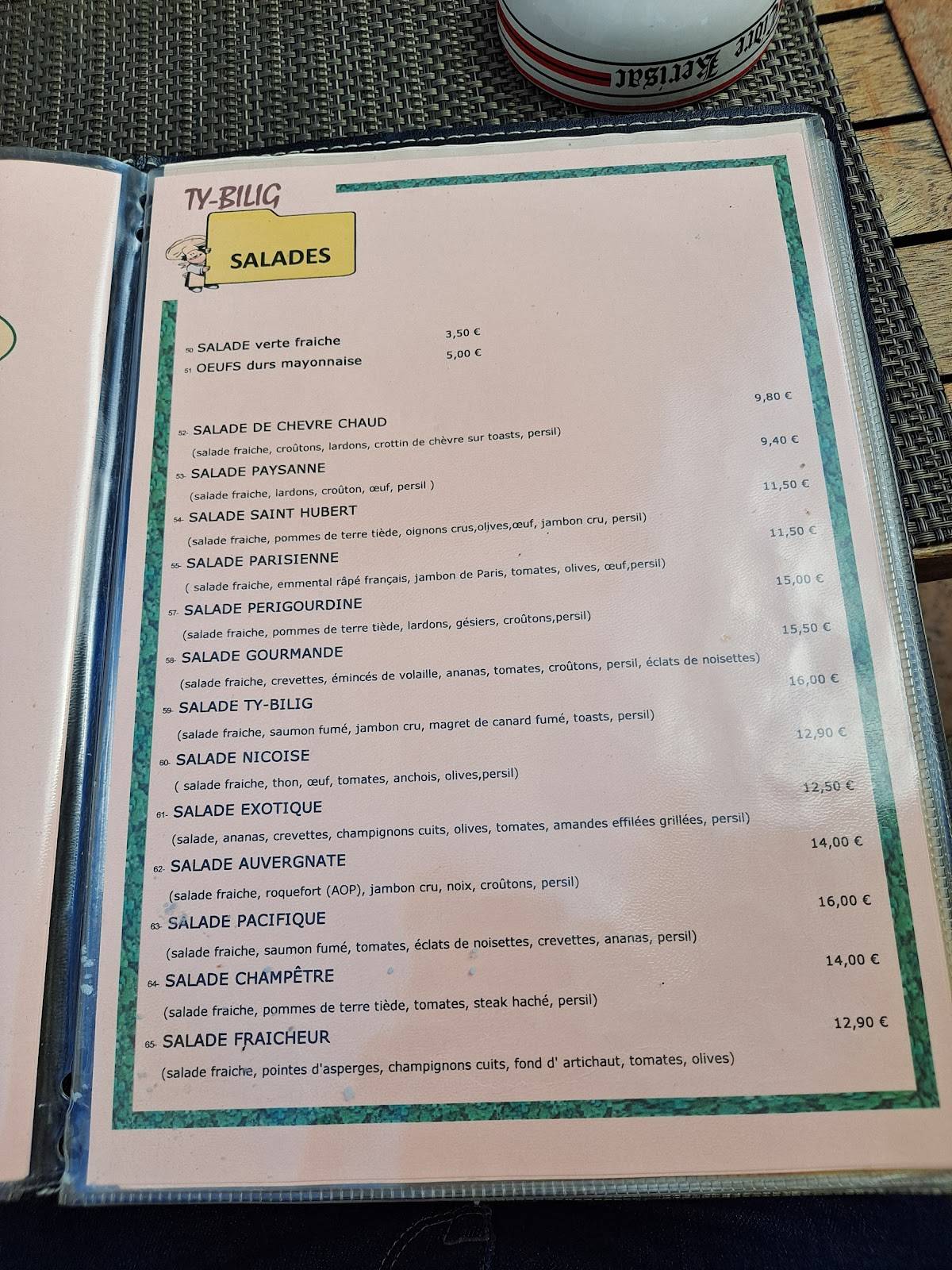 Menu de Ty Bilig