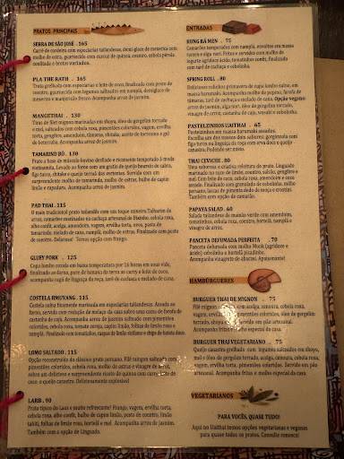 Uaithai cardápio