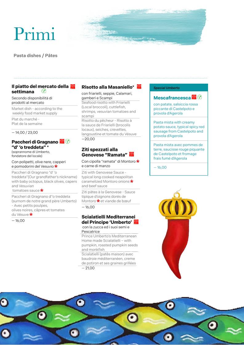 Menu de Umberto