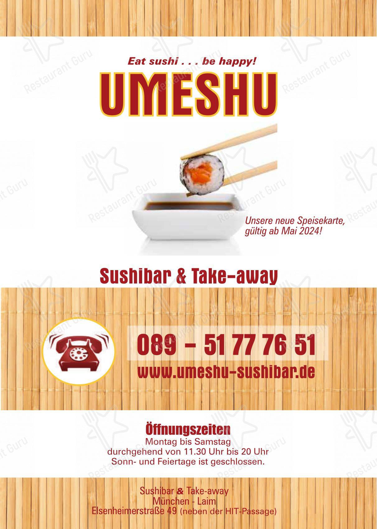 Menu pour Umeshu Sushibar & Takeaway dans Munich