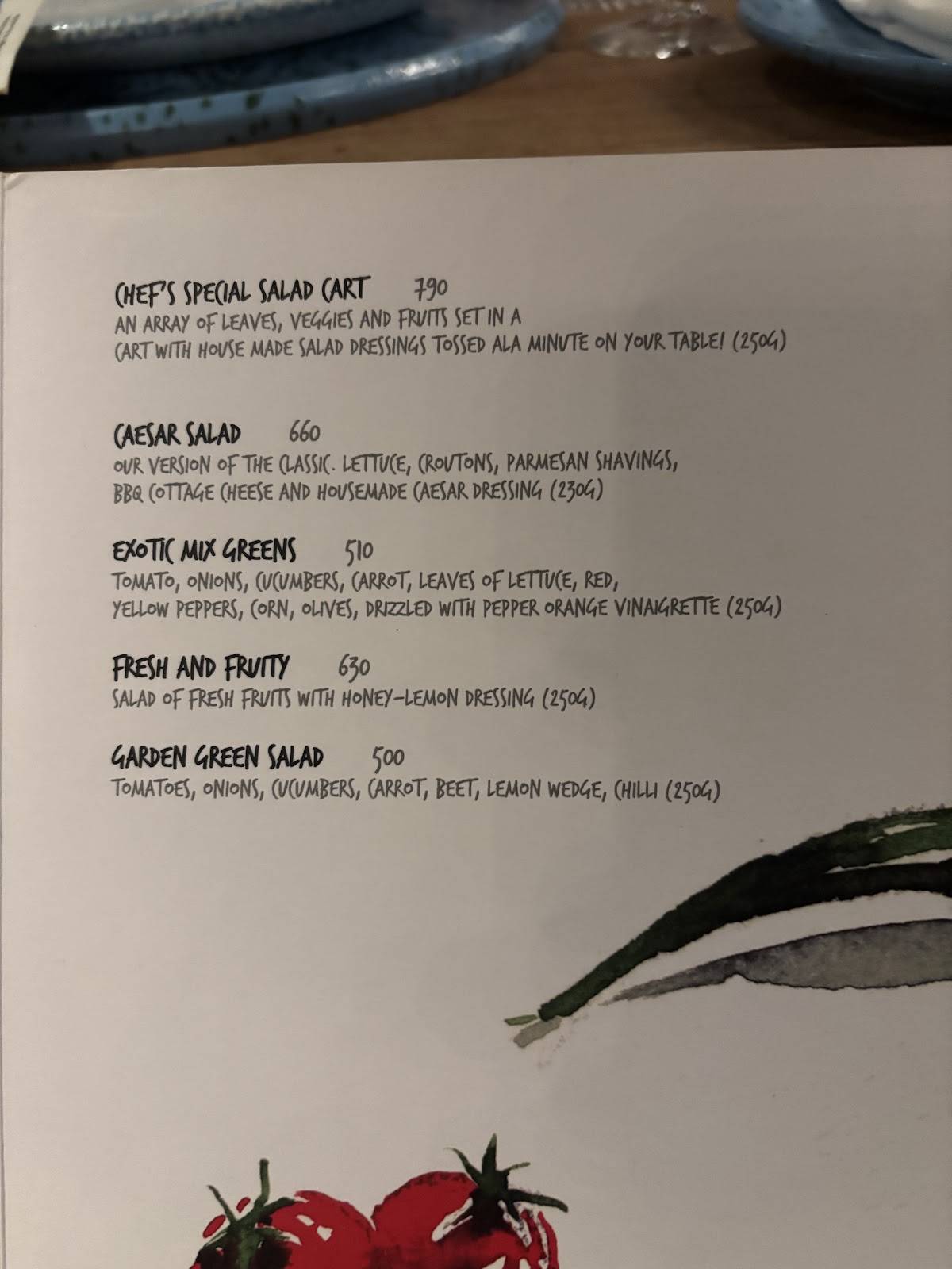 Under The Neem Trees menu