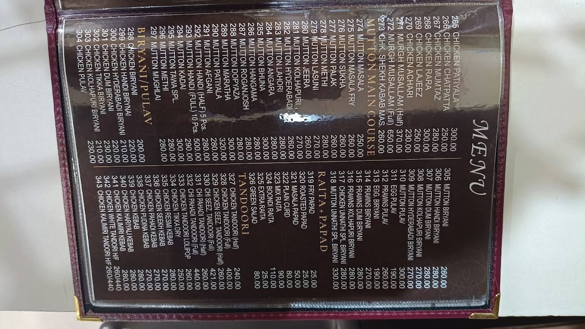 Unnathi Restaurant menu