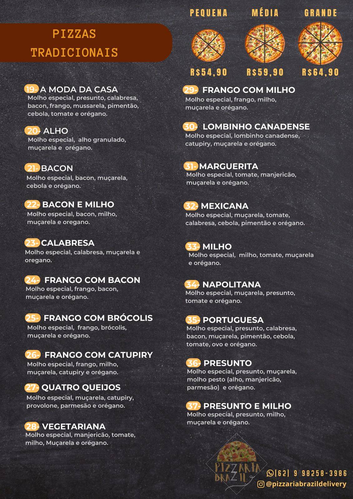 Pizzaria Brazil cardápio