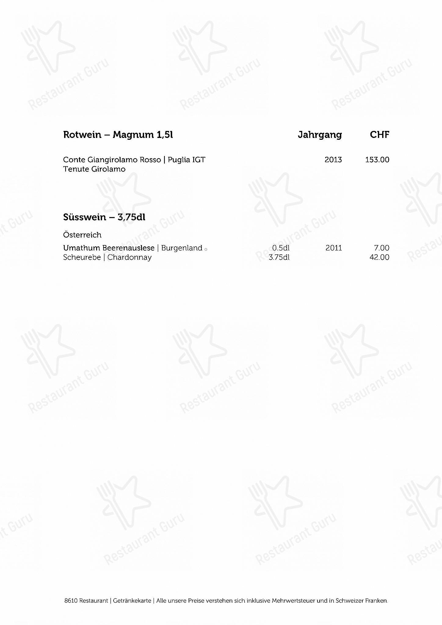 Крафт меню per 8610 Restaurant ristorante