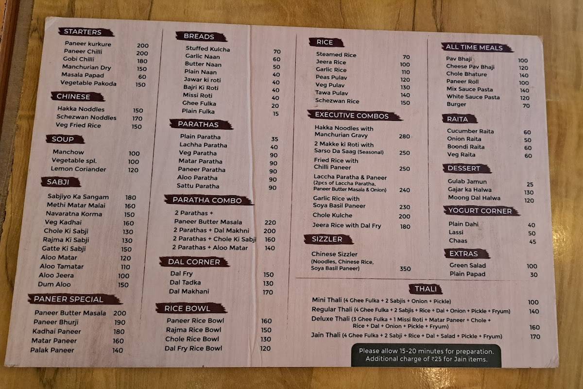 VFV - Pure Veg menu