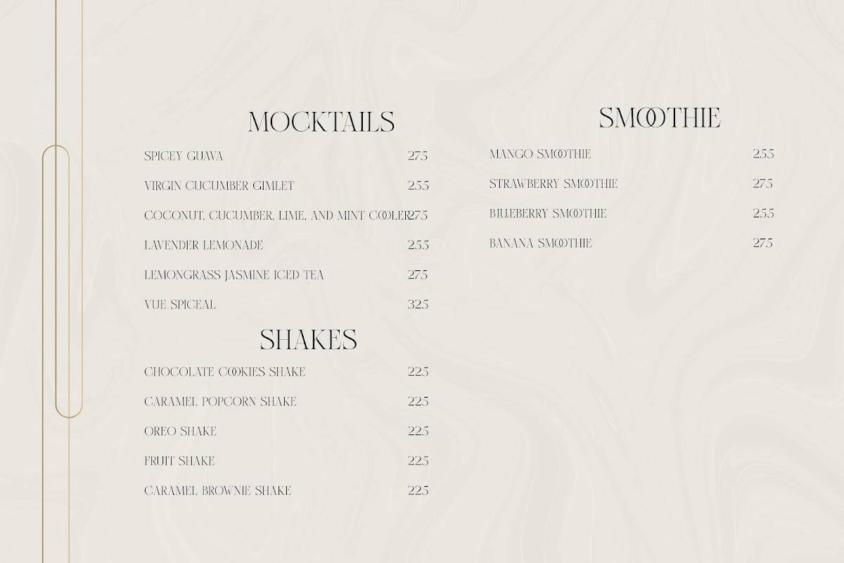 VUÉ - Coffee & Cocktail Bar menu